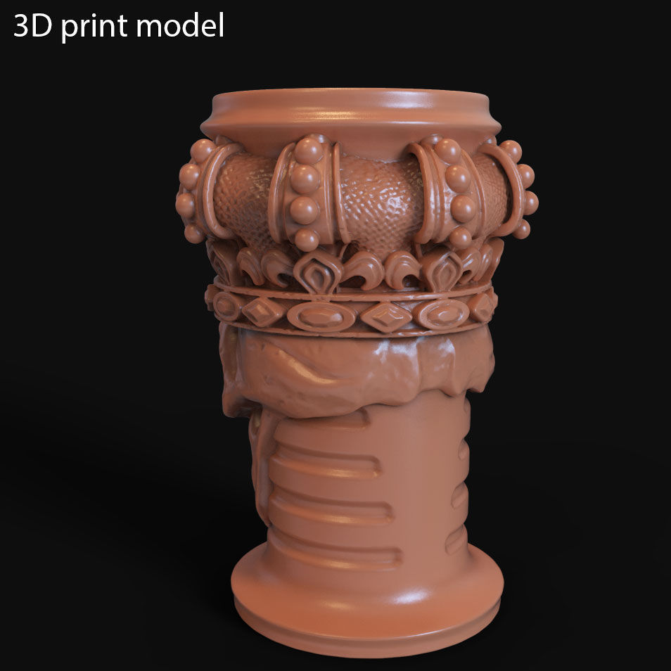 pen holder King skull with crown vol1 3D print model_3