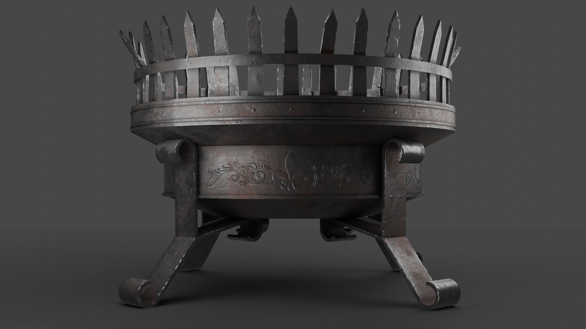 Steel Brazier Low-poly 3D model_1