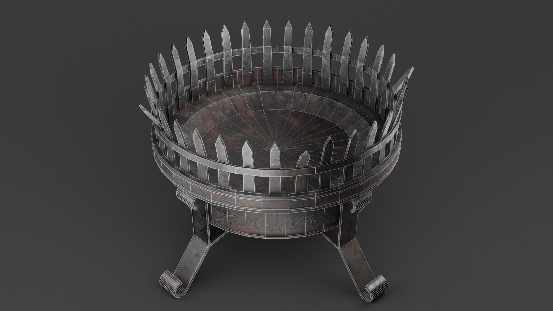 Steel Brazier Low-poly 3D model_9