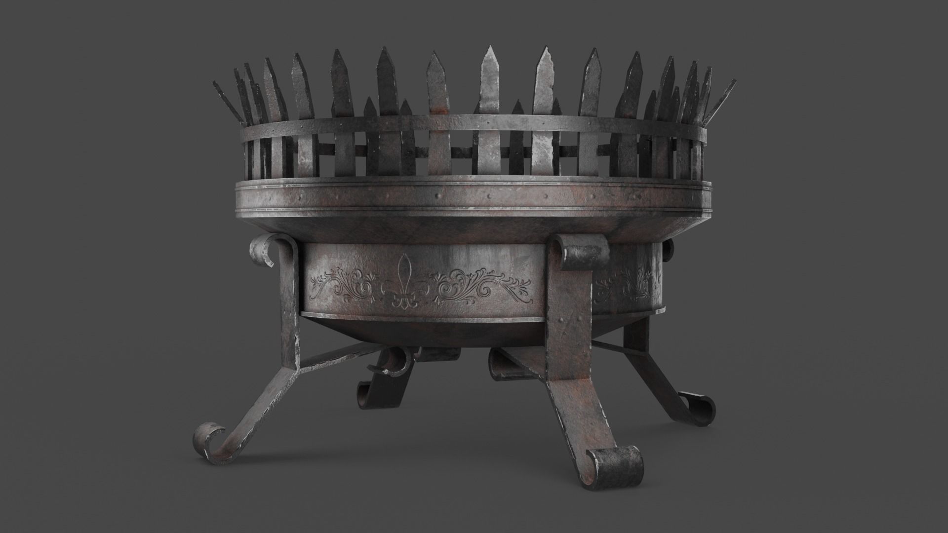 Steel Brazier Low-poly 3D model_2