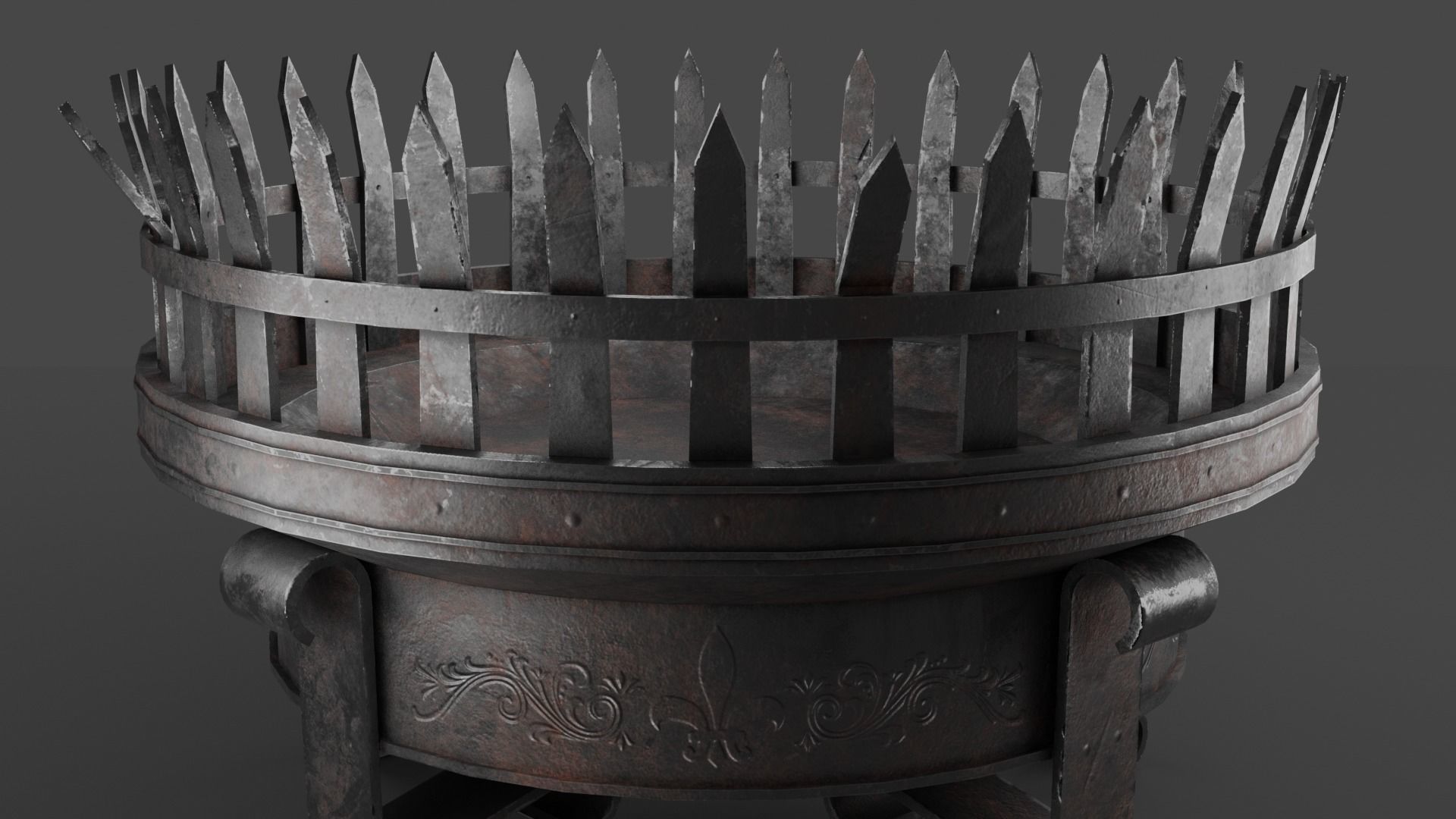 Steel Brazier Low-poly 3D model_6