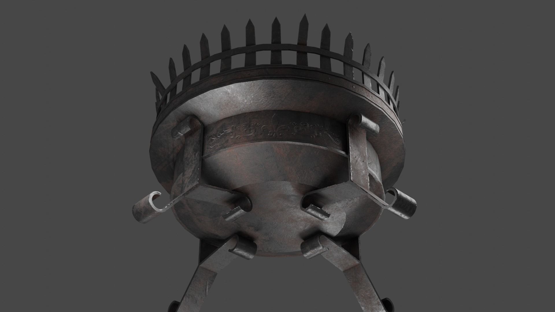Steel Brazier Low-poly 3D model_7