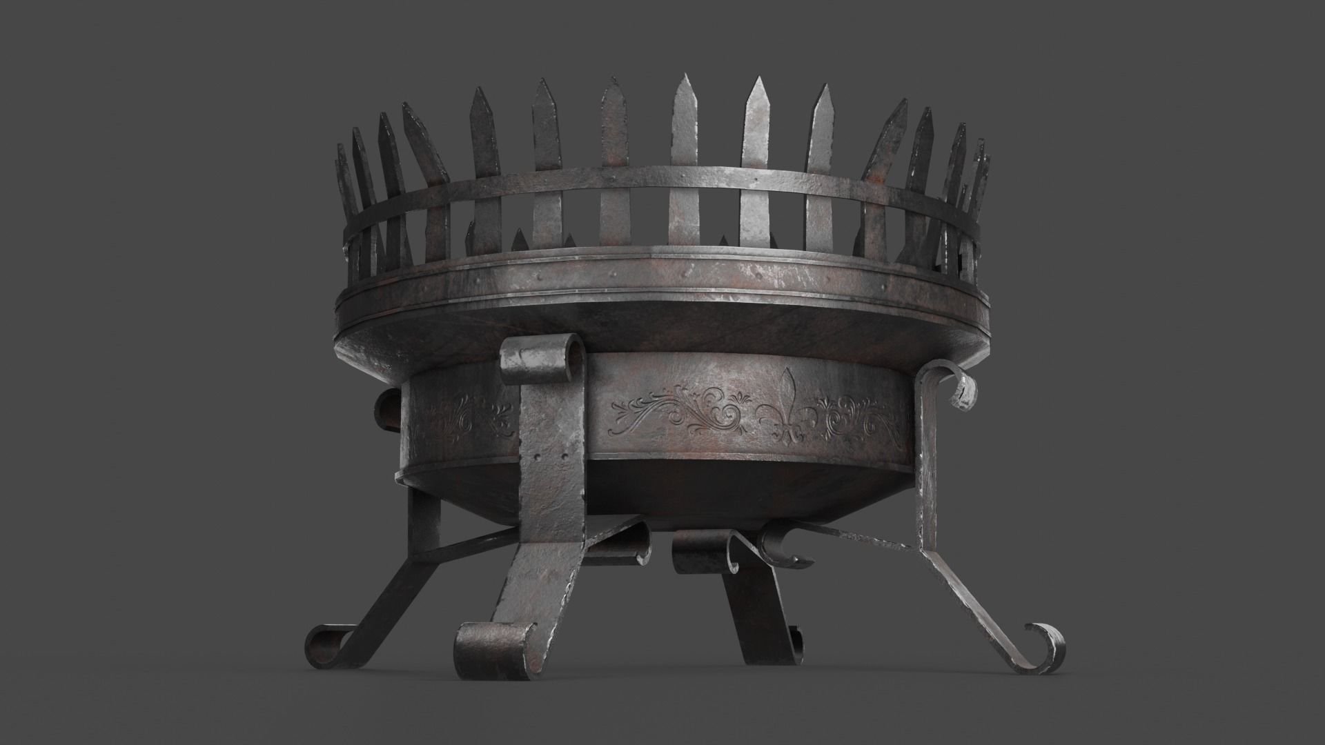 Steel Brazier Low-poly 3D model_4