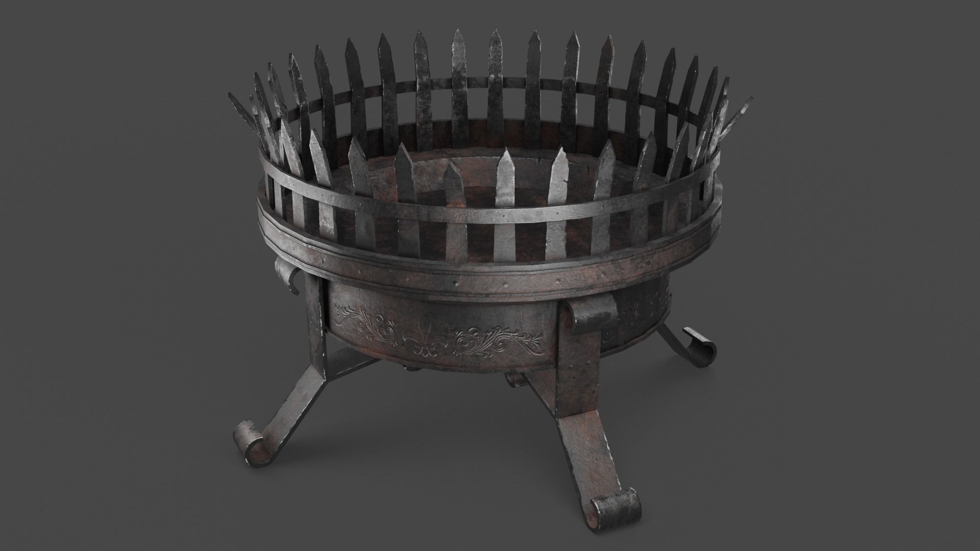 Steel Brazier Low-poly 3D model_3
