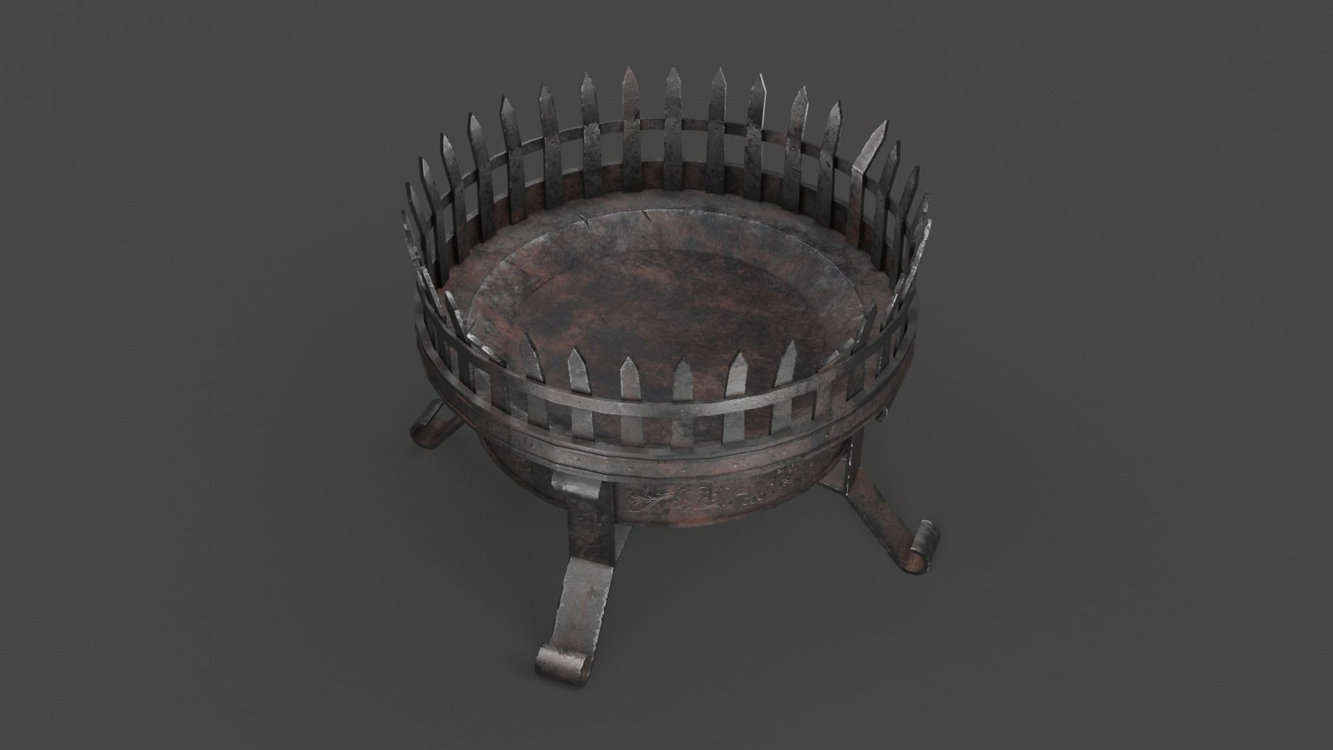 Steel Brazier Low-poly 3D model_5
