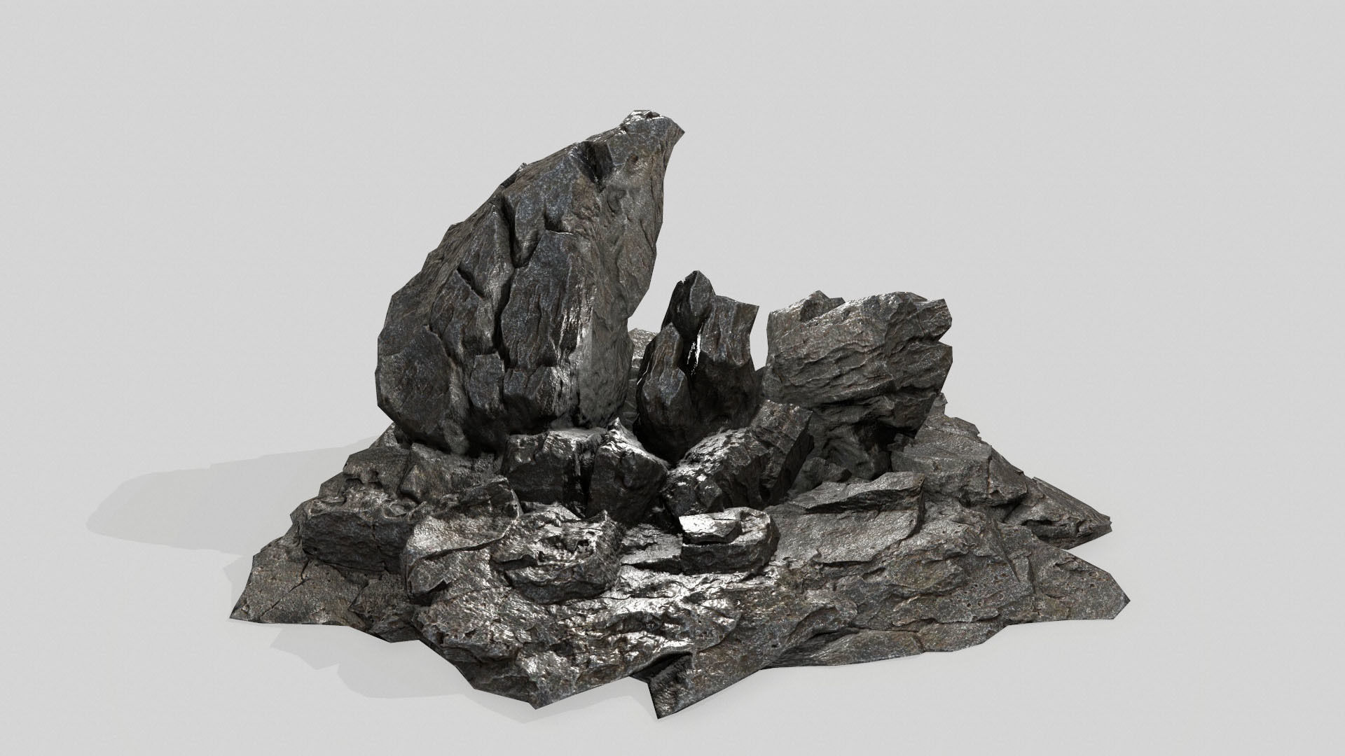 rock set Low-poly 3D model_14