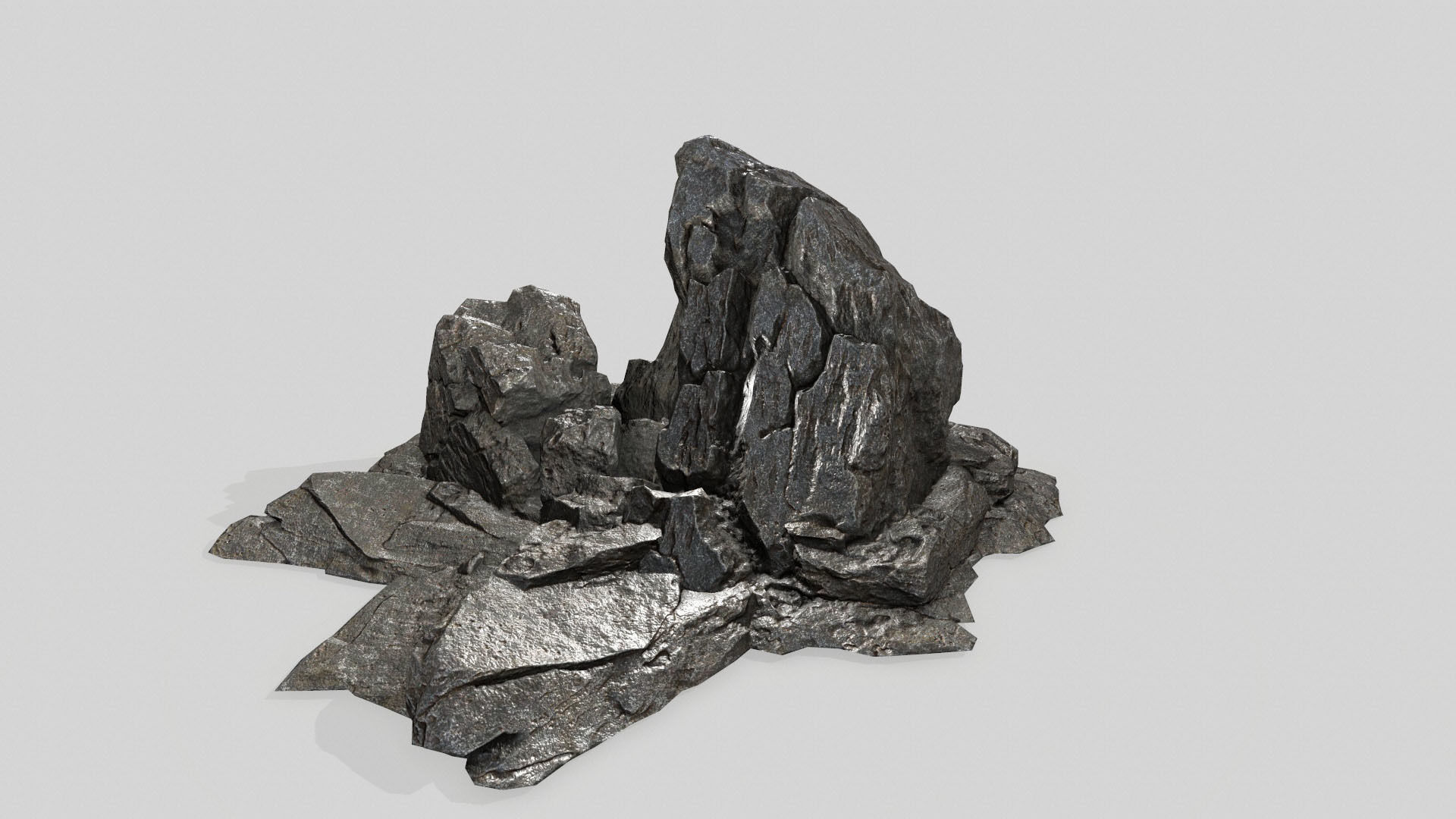 rock set Low-poly 3D model_16