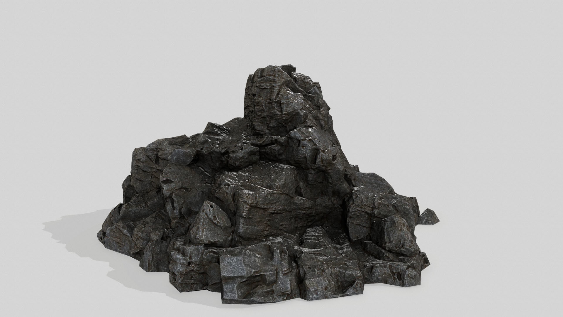 rock set Low-poly 3D model_5
