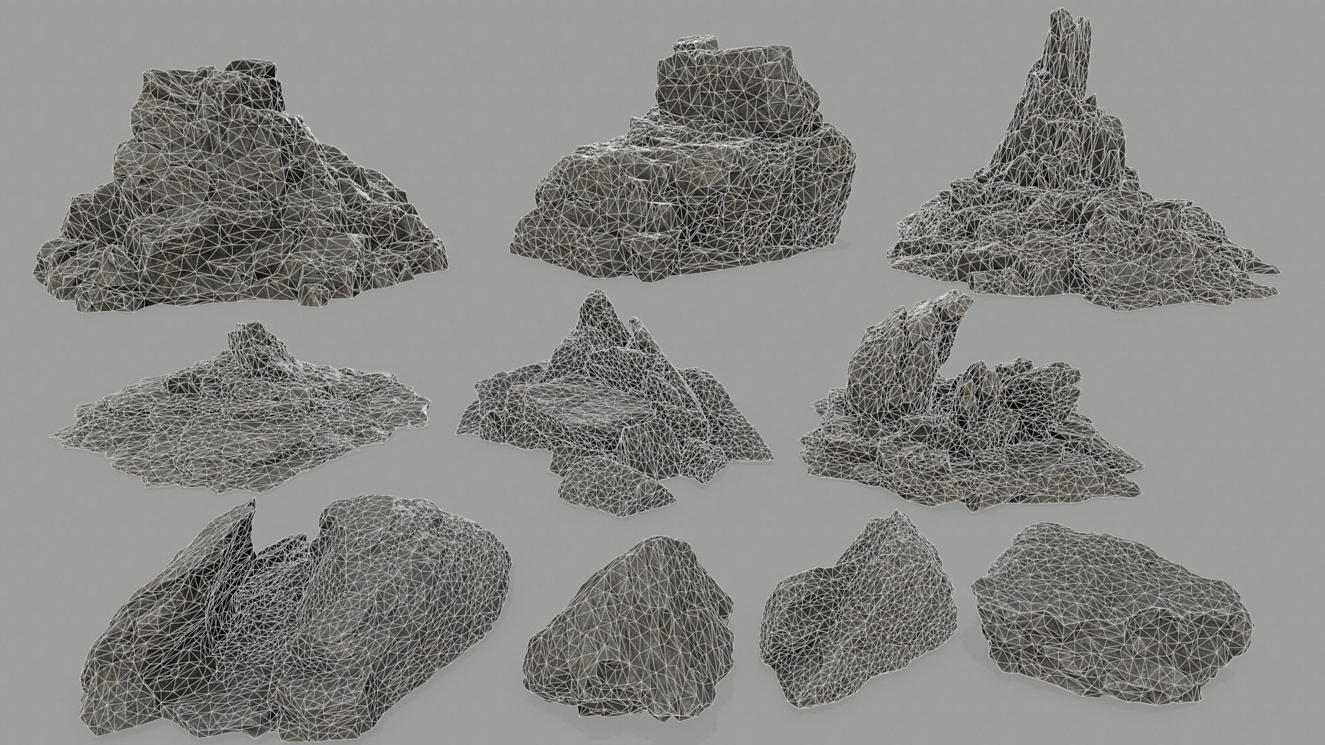 rock set Low-poly 3D model_36
