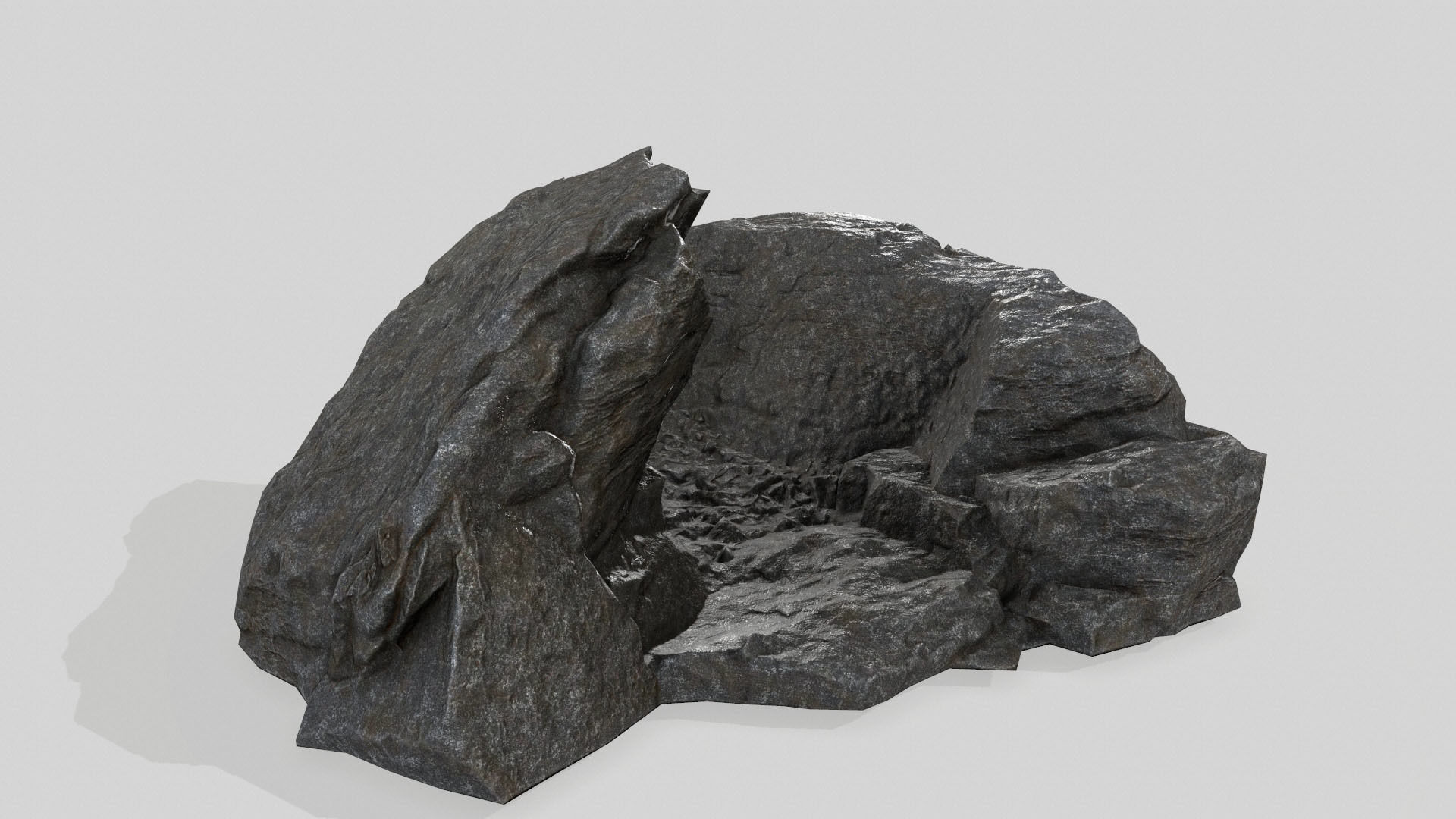 rock set Low-poly 3D model_29