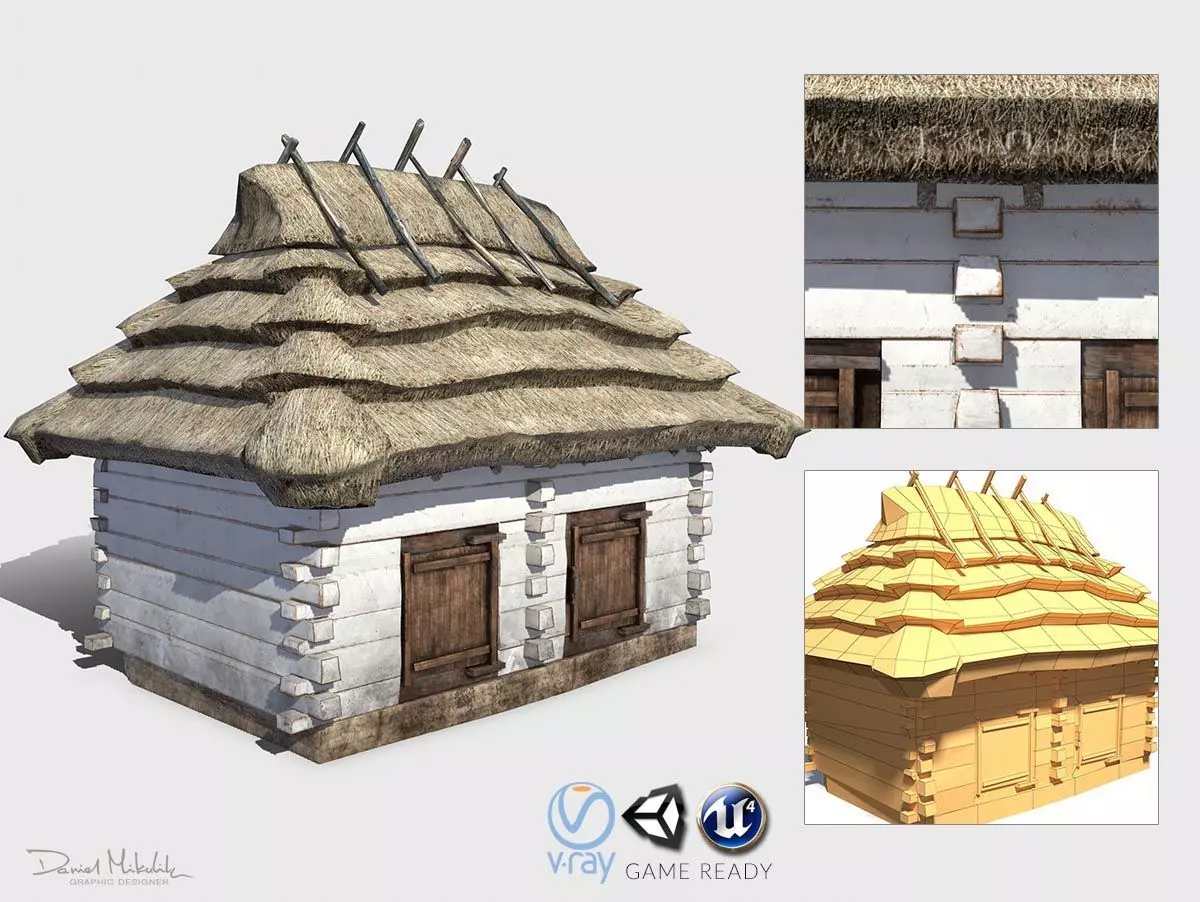 Pigsty Building - Slav Architecture Low-poly 3D model