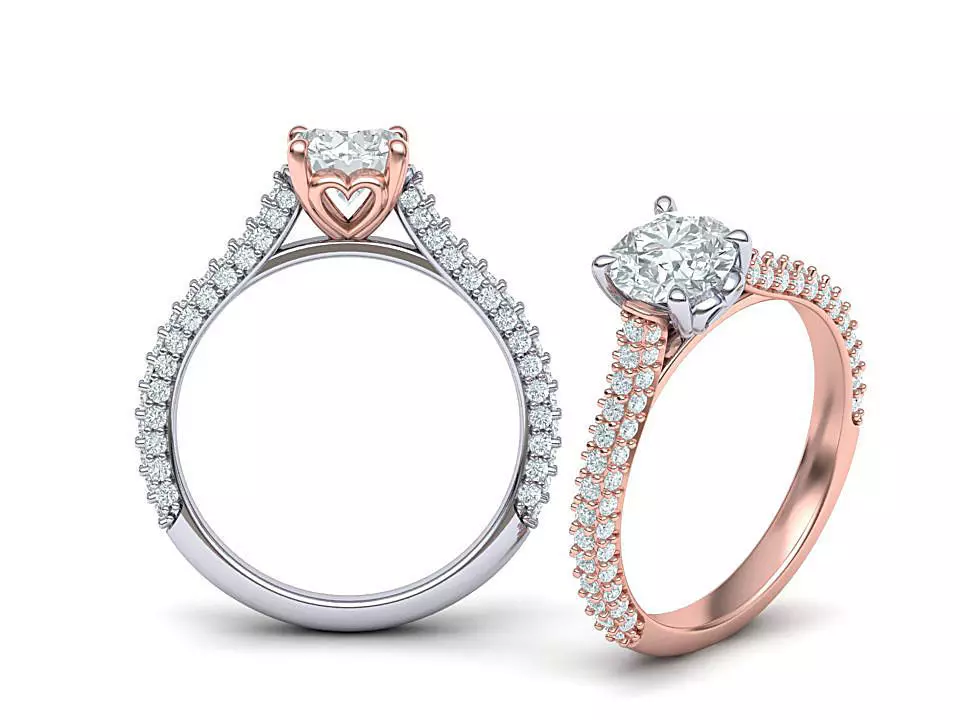 1ct Diamond Engagement ring 3dmodel 4prong setting 3D print model