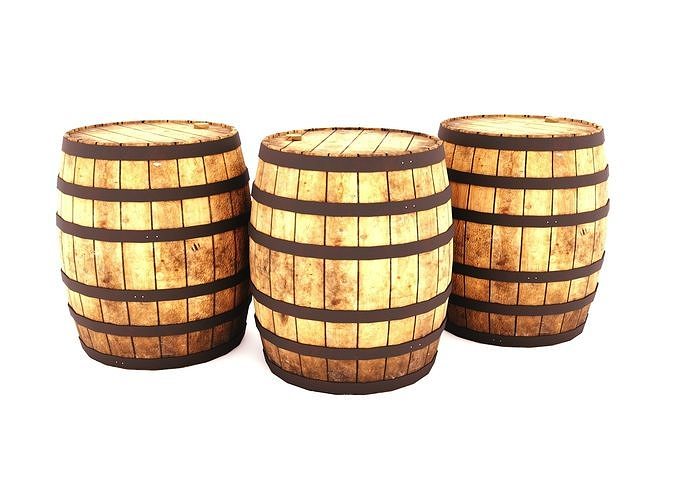Oak barrel Low-poly 3D model