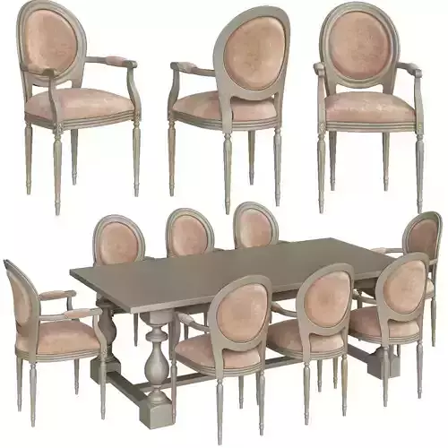 Monastery Rectangular Dining Table - RH low poly 3d model