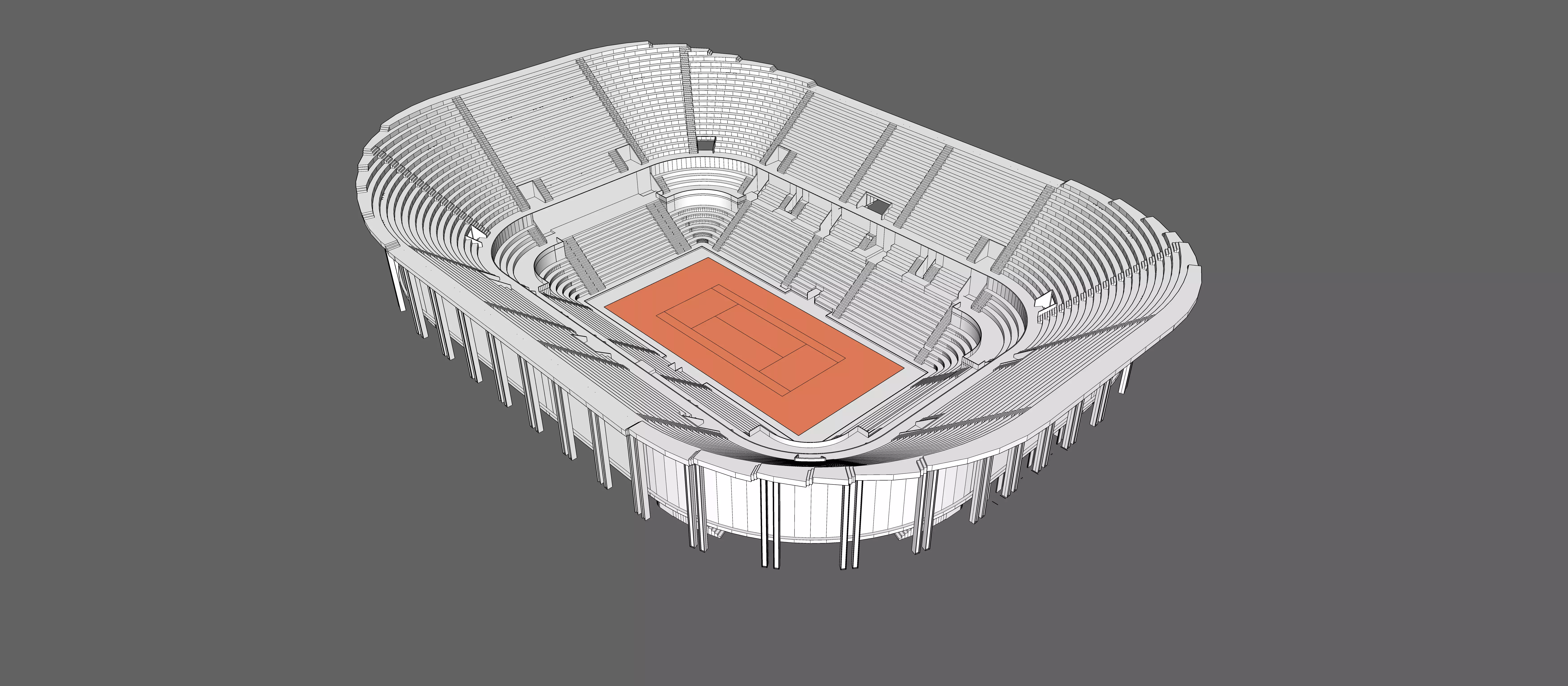Central Stadium of Tennis of Rome Centrale del tennis Italico  3D model_0