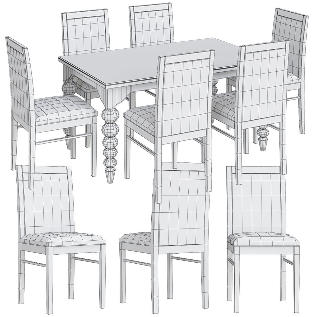 Rectangular Dining Table low poly 3d model Low-poly 3D model_1