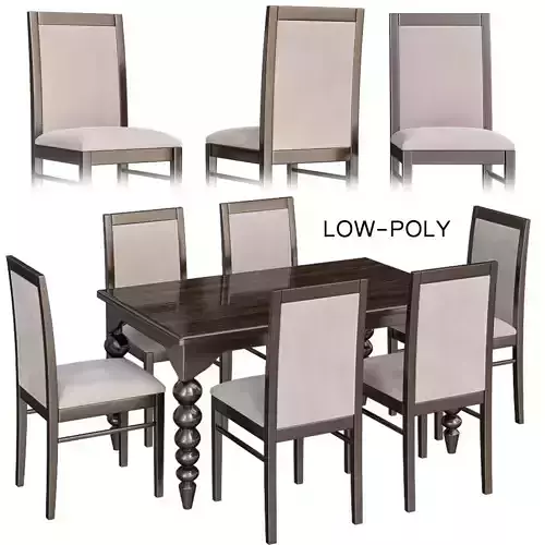 Rectangular Dining Table low poly 3d model