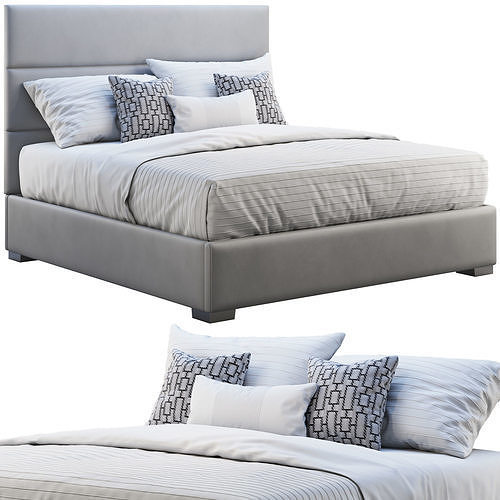Custom modern platform bed 3D model