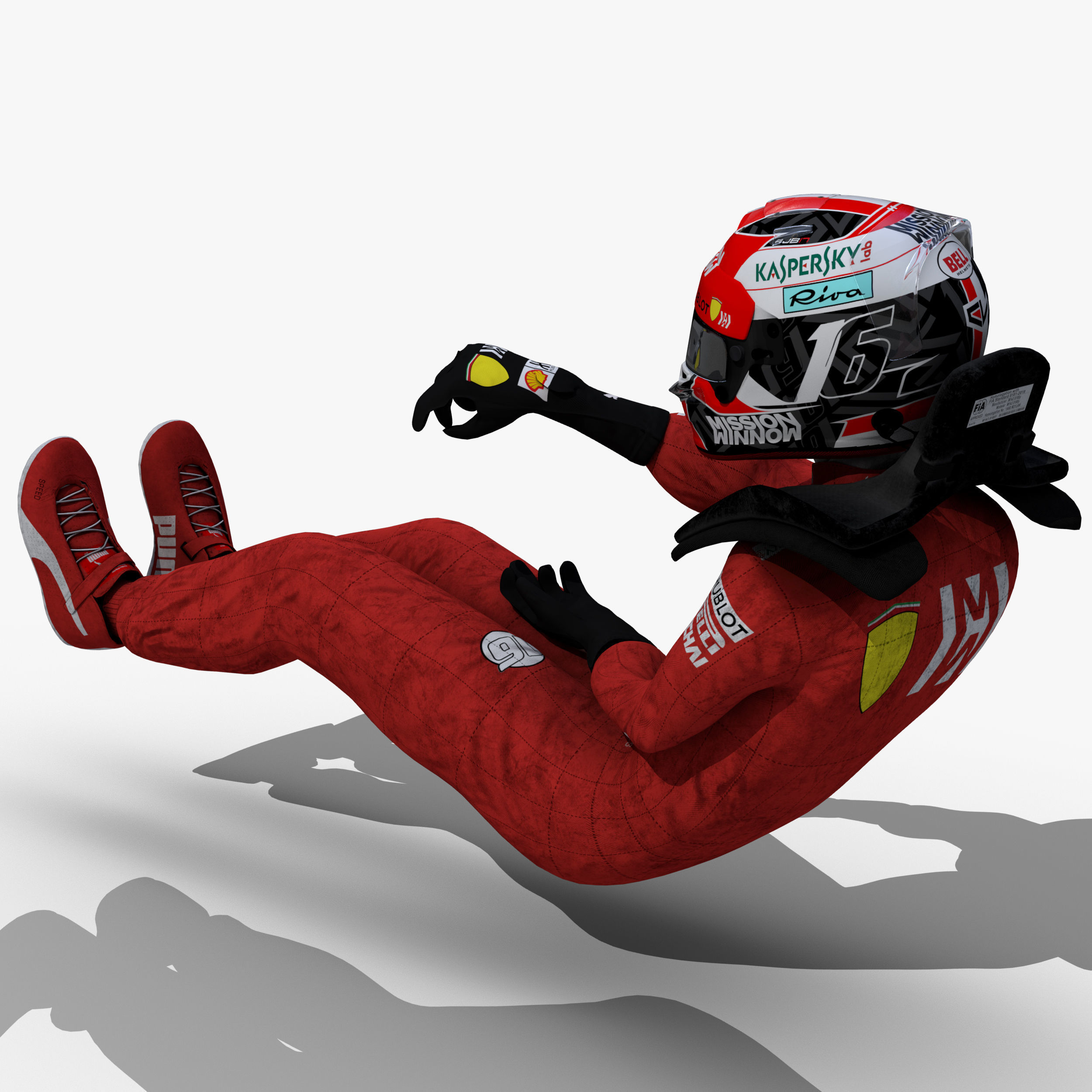 Charles Leclerc 2019 Low-poly 3D model_6