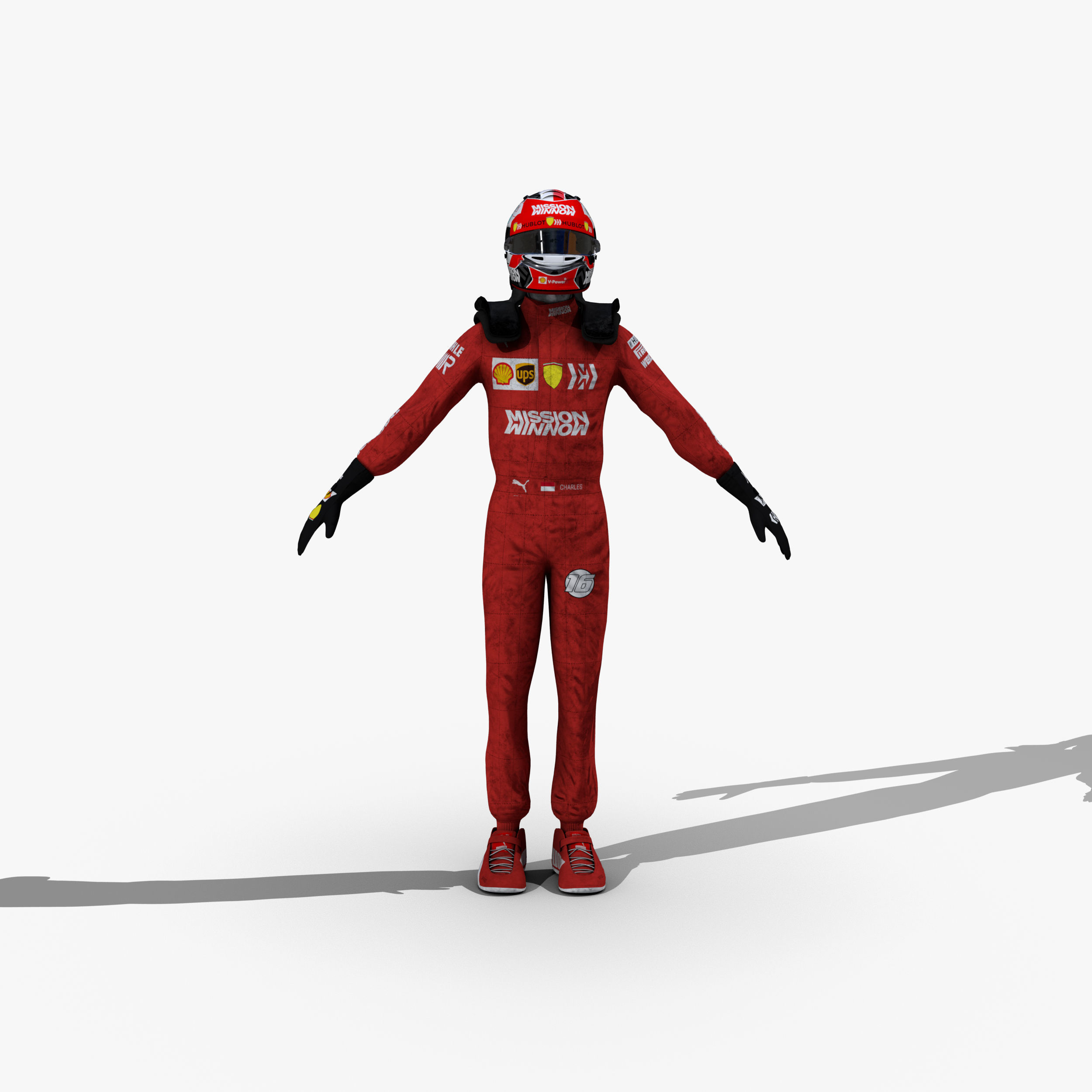 Charles Leclerc 2019 Low-poly 3D model_7