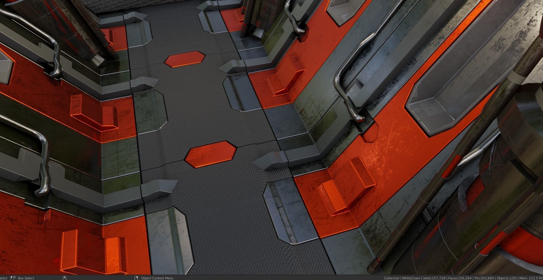 well made scifi corridor  Low-poly 3D model_5