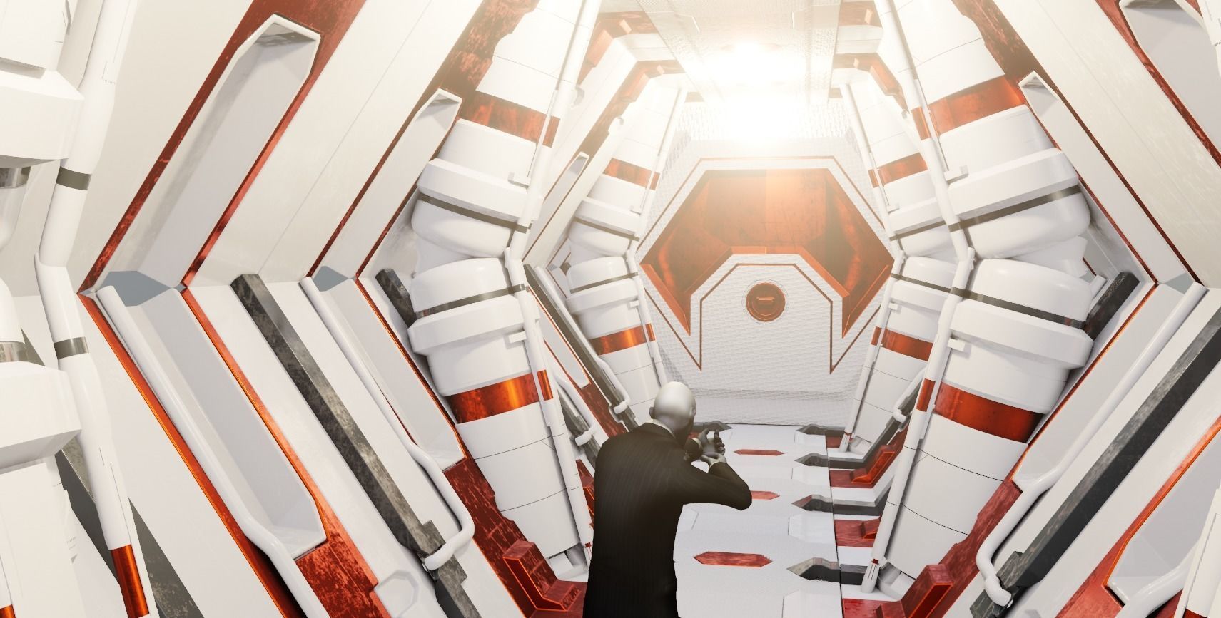 well made scifi corridor  Low-poly 3D model_1