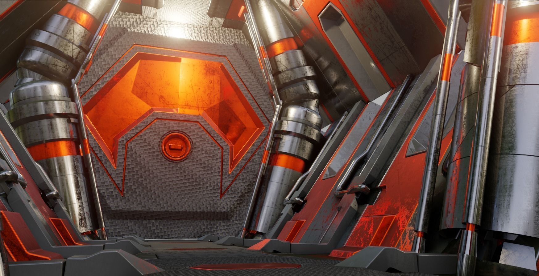 well made scifi corridor  Low-poly 3D model_6