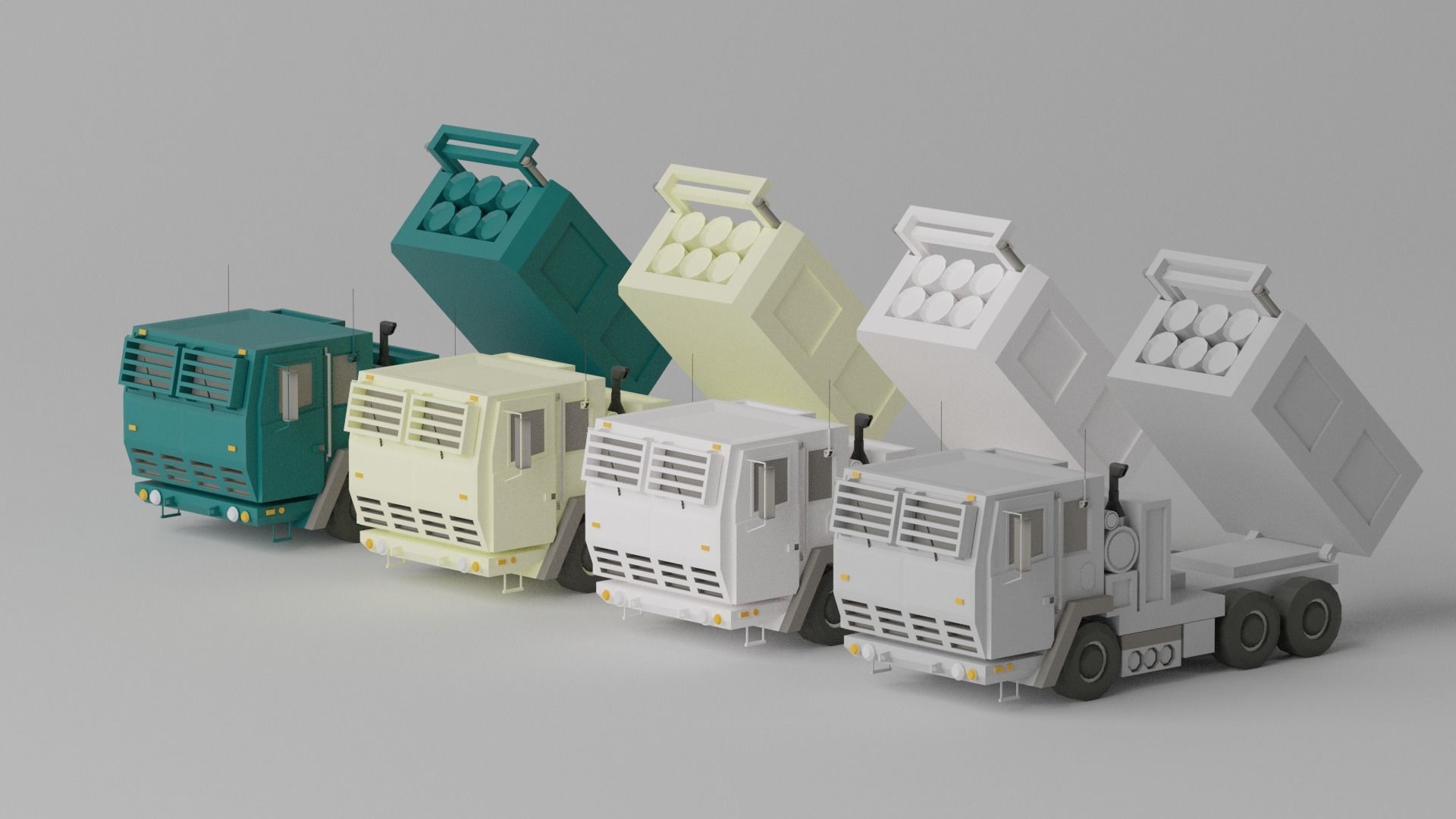 Military MLRS Vehicles Low-poly 3D model_30