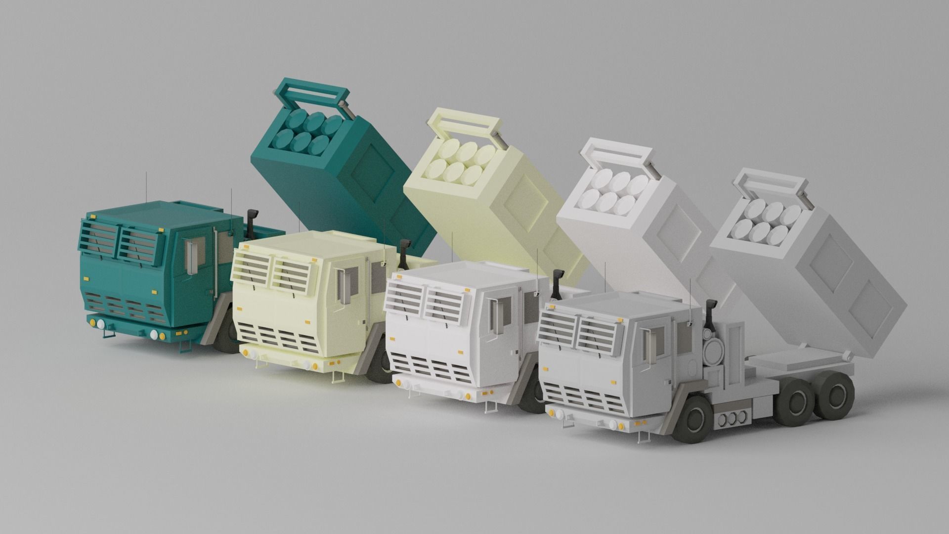 Military MLRS Vehicles Low-poly 3D model_29
