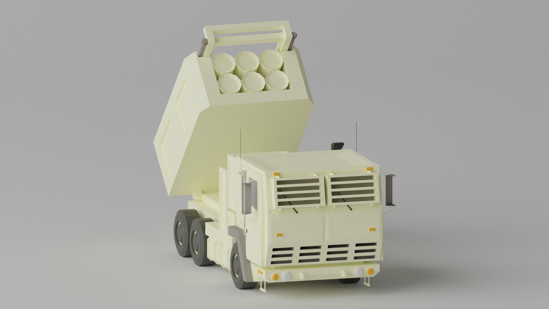 Military MLRS Vehicles Low-poly 3D model_1