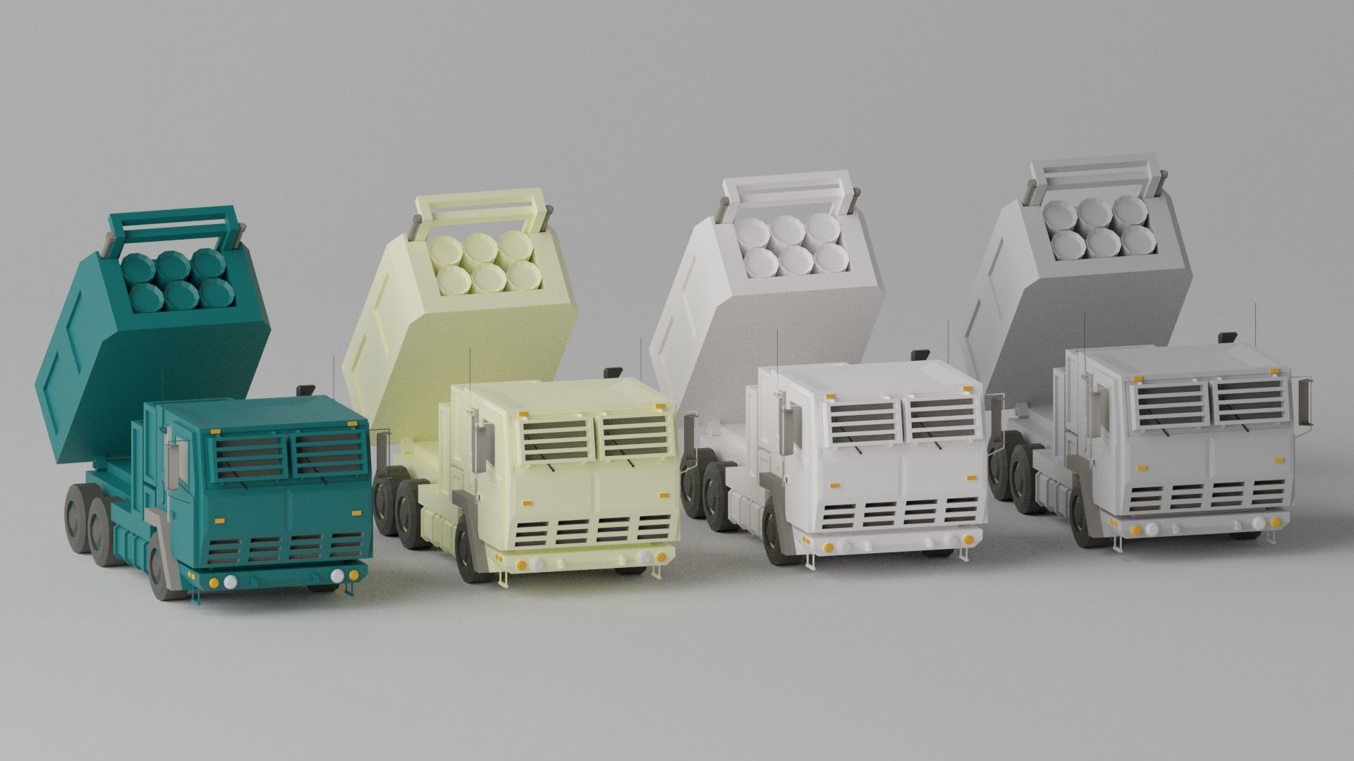 Military MLRS Vehicles Low-poly 3D model_4