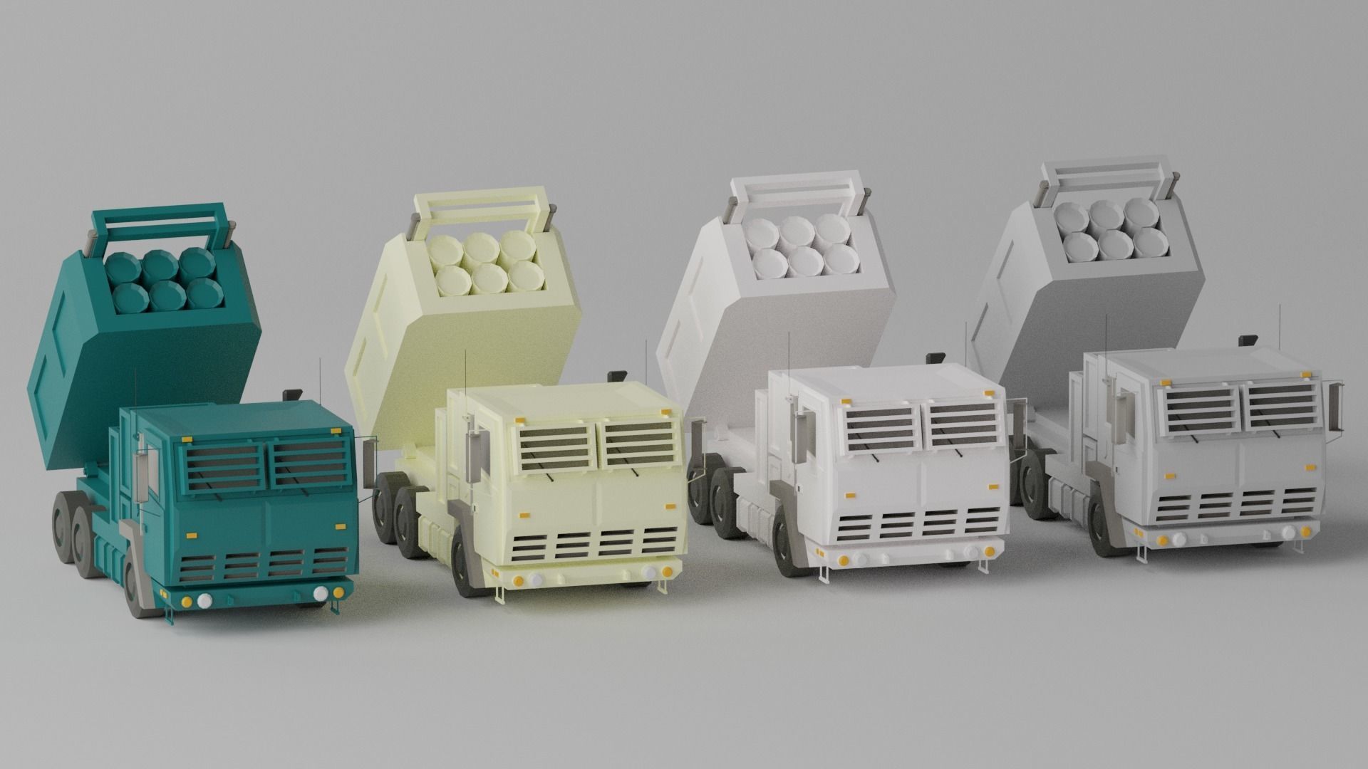 Military MLRS Vehicles Low-poly 3D model_14