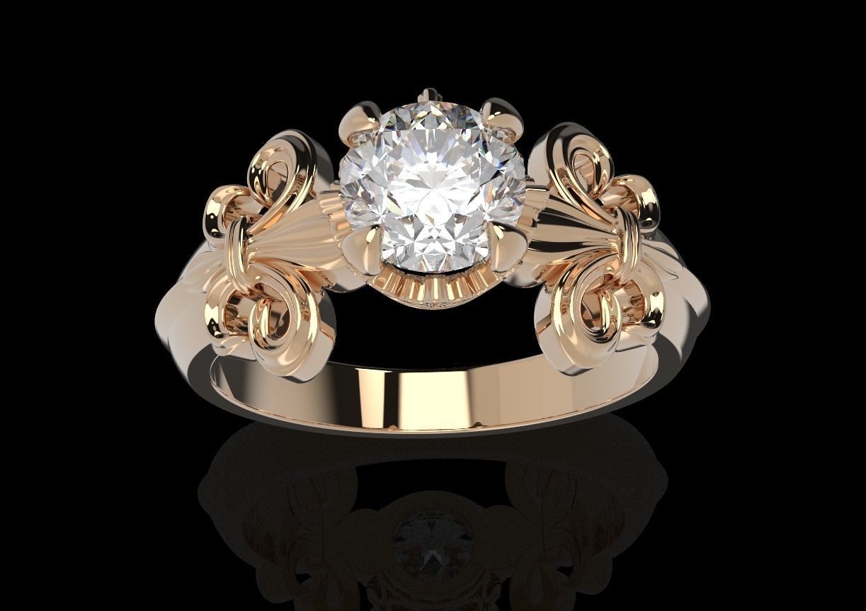 Ring with heraldic lily and crown 483 3D print model_4