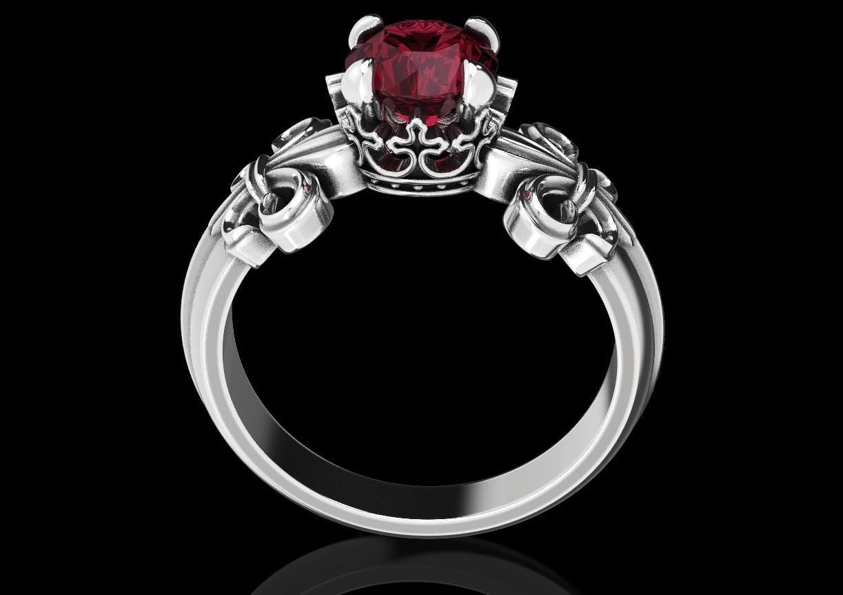 Ring with heraldic lily and crown 483 3D print model_2