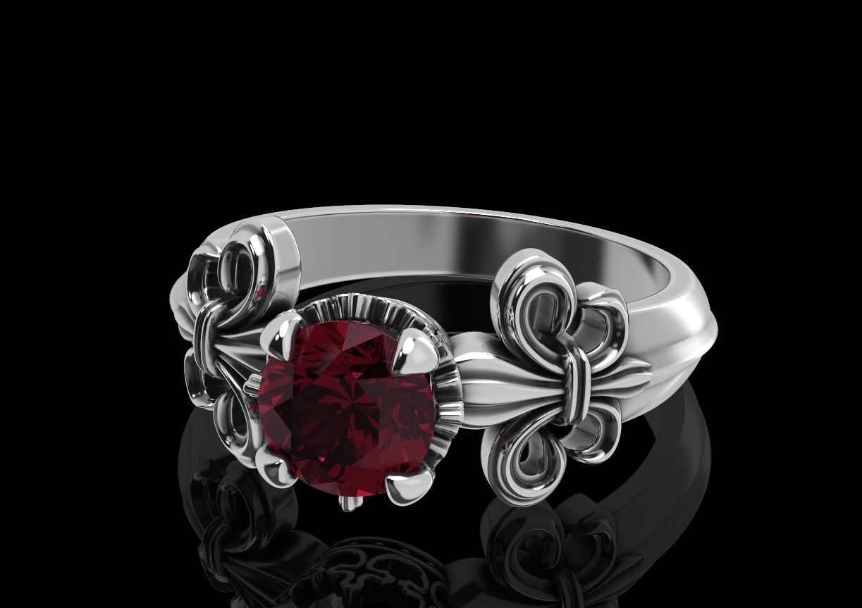 Ring with heraldic lily and crown 483 3D print model_12