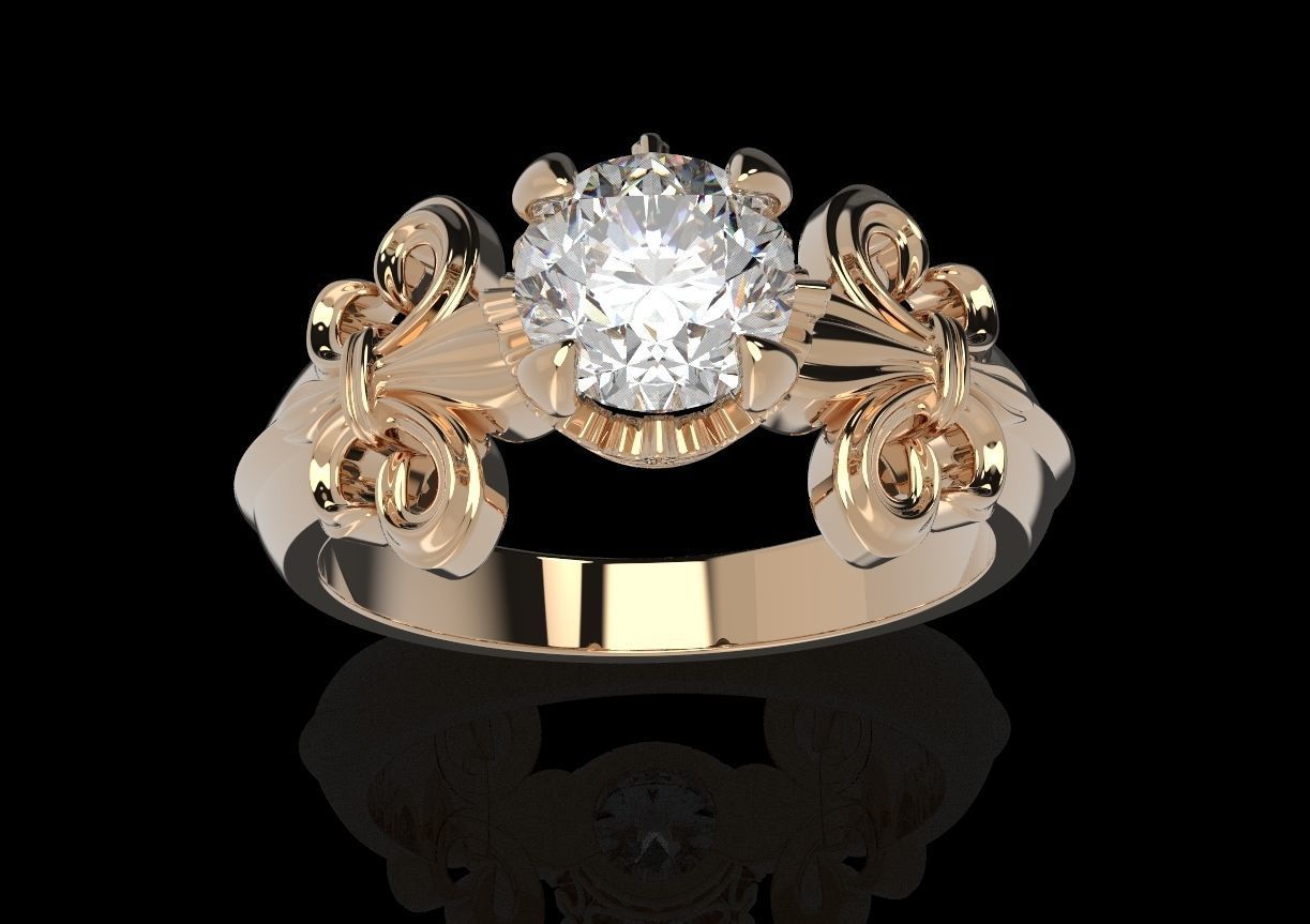Ring with heraldic lily and crown 483 3D print model_5