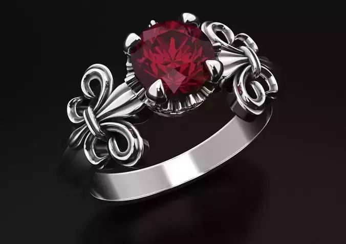 Ring with heraldic lily and crown 483 3D print model