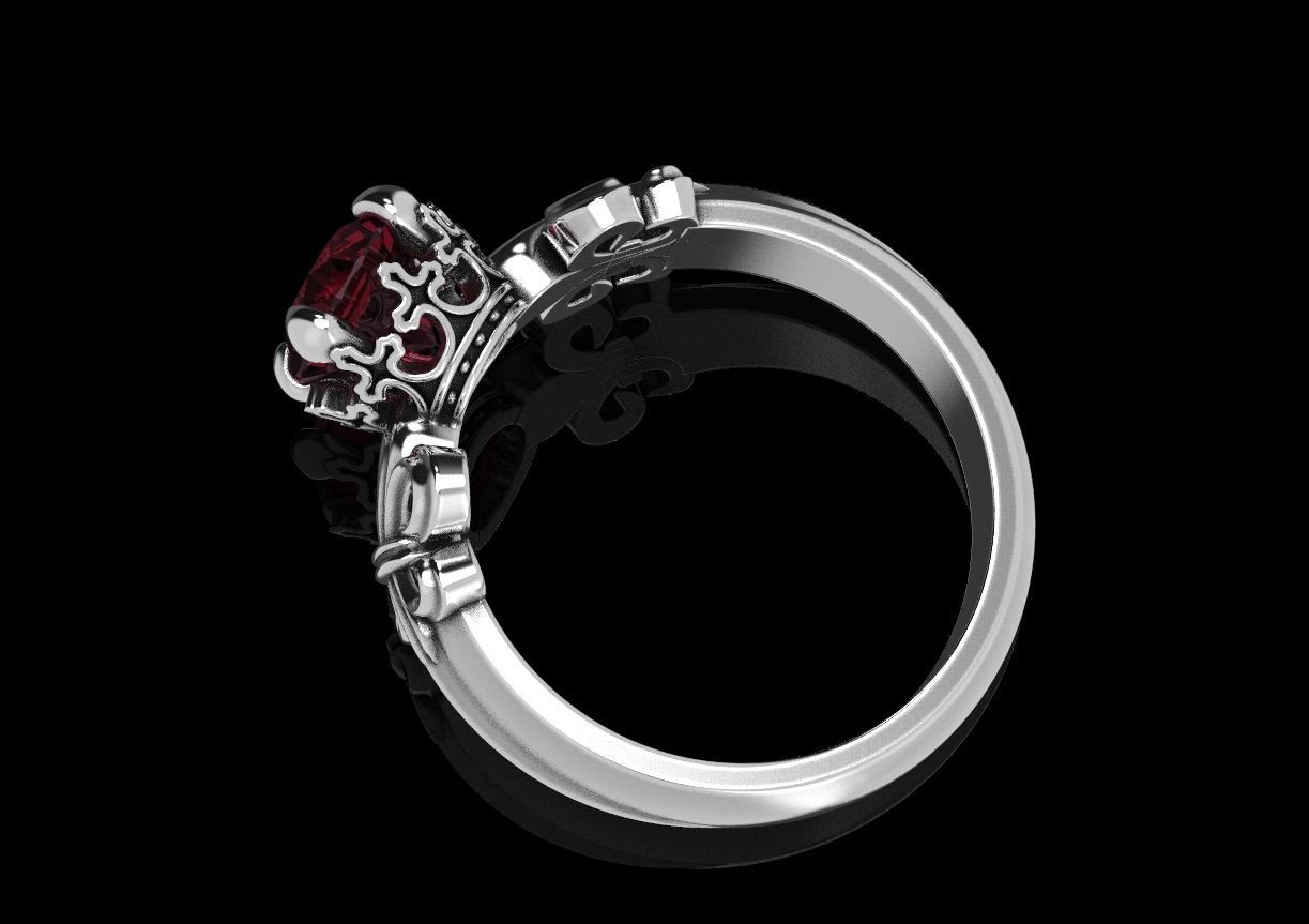 Ring with heraldic lily and crown 483 3D print model_13