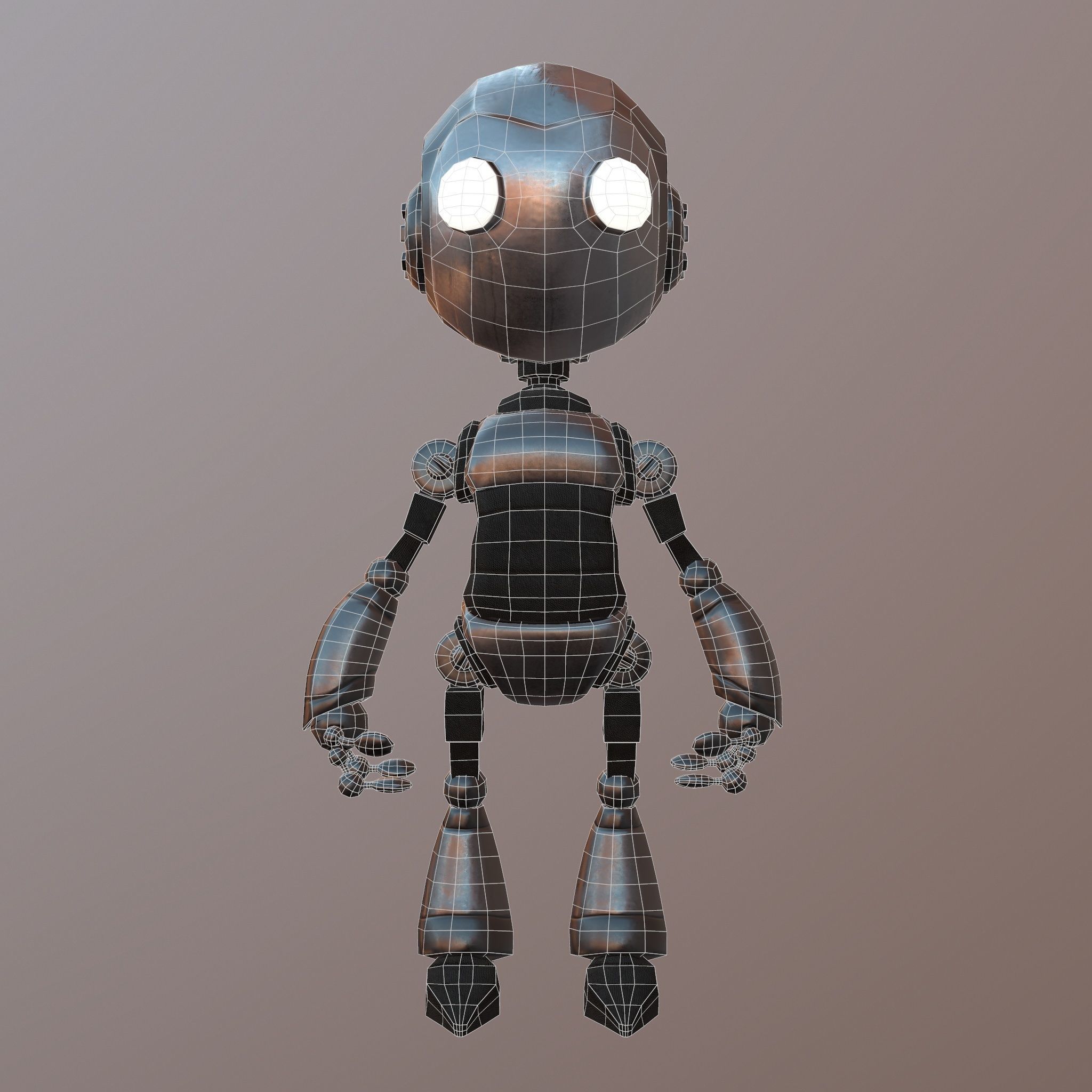 Robot with eyes Low-poly 3D model_4