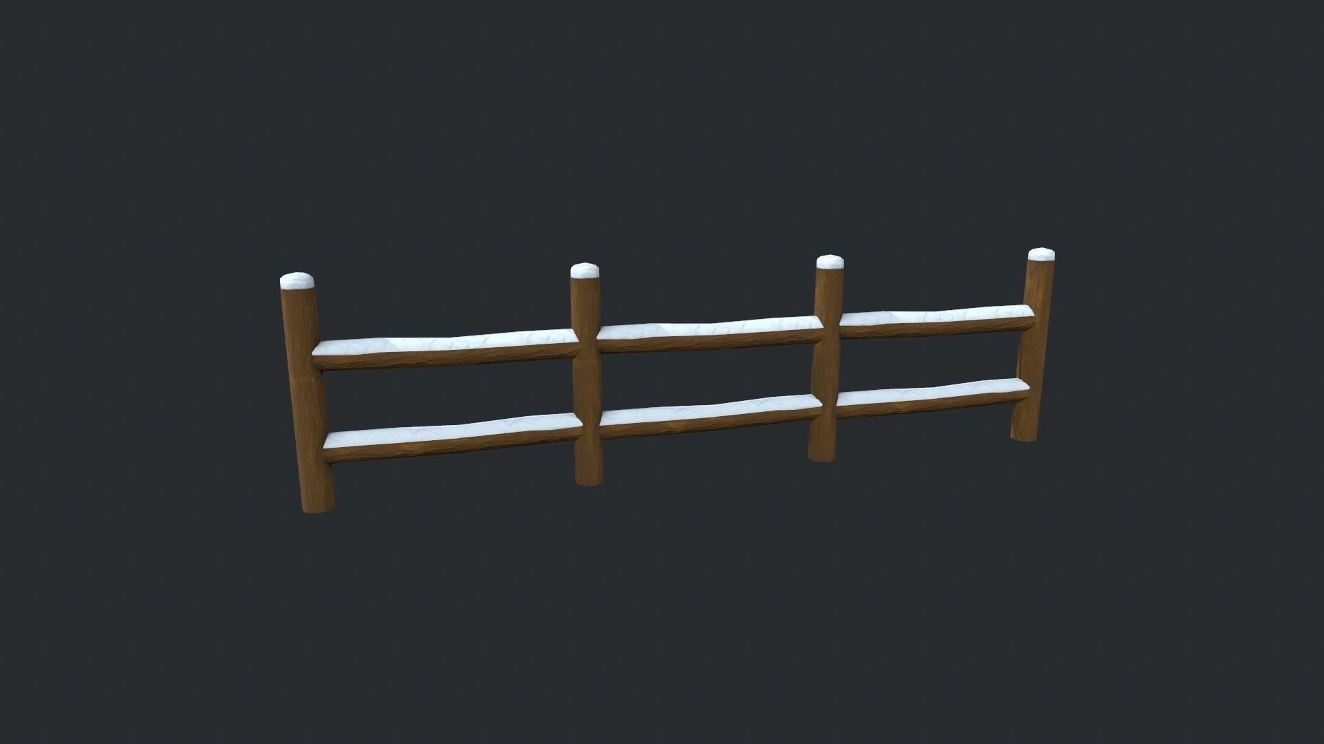 Modular Cartoony Snow Covered Fence Low-poly 3D model_17
