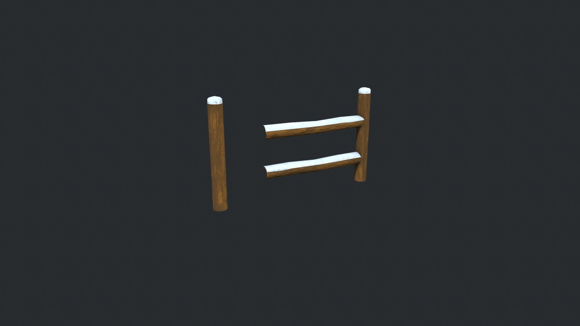 Modular Cartoony Snow Covered Fence Low-poly 3D model_15