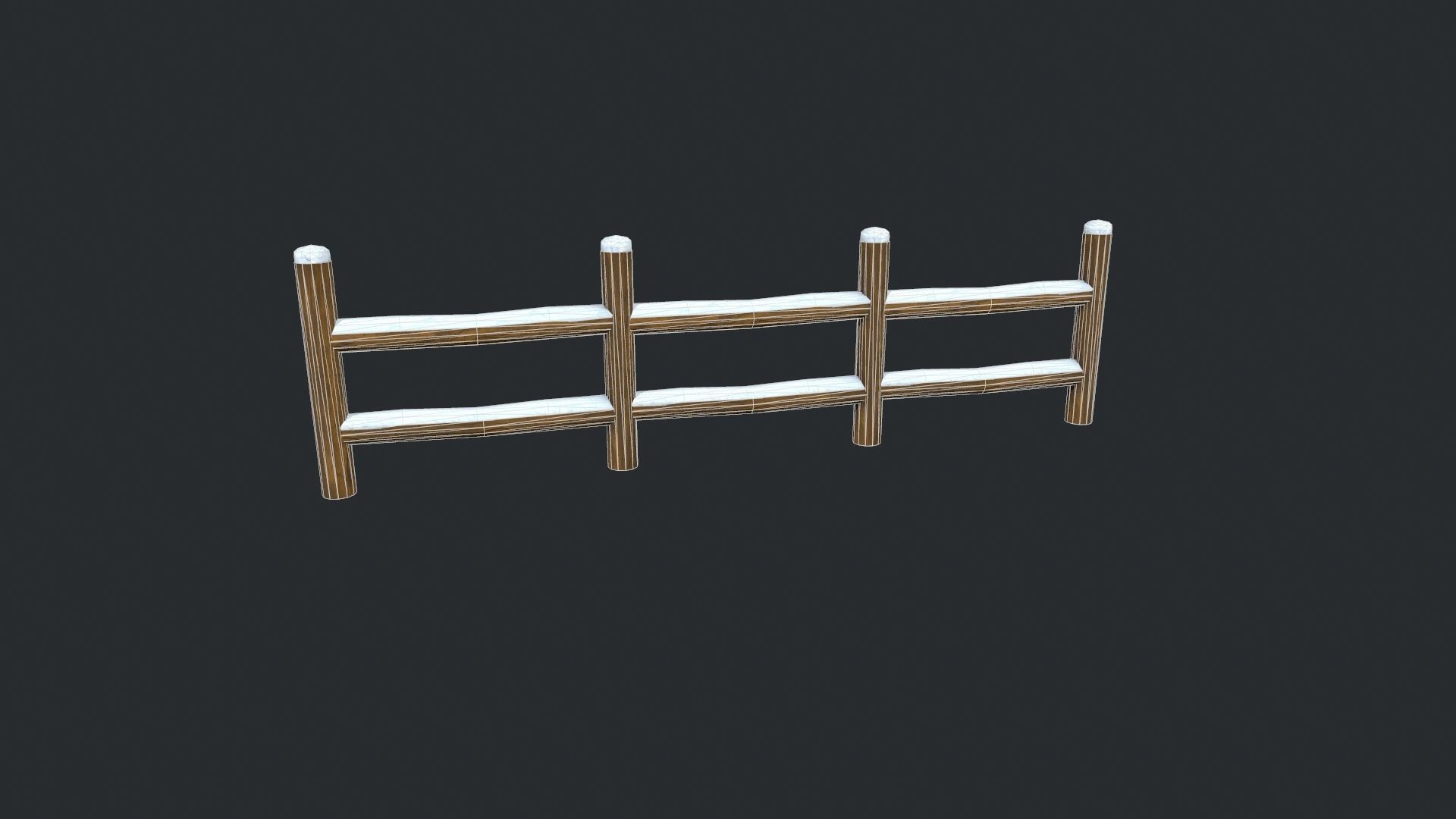 Modular Cartoony Snow Covered Fence Low-poly 3D model_7