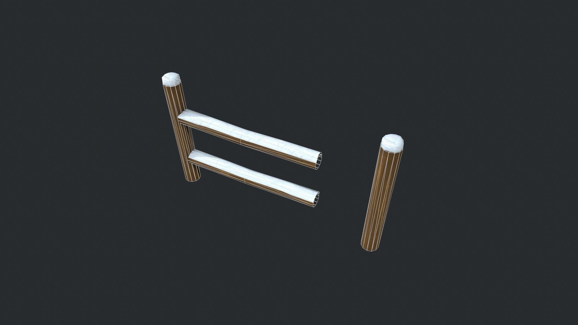 Modular Cartoony Snow Covered Fence Low-poly 3D model_16