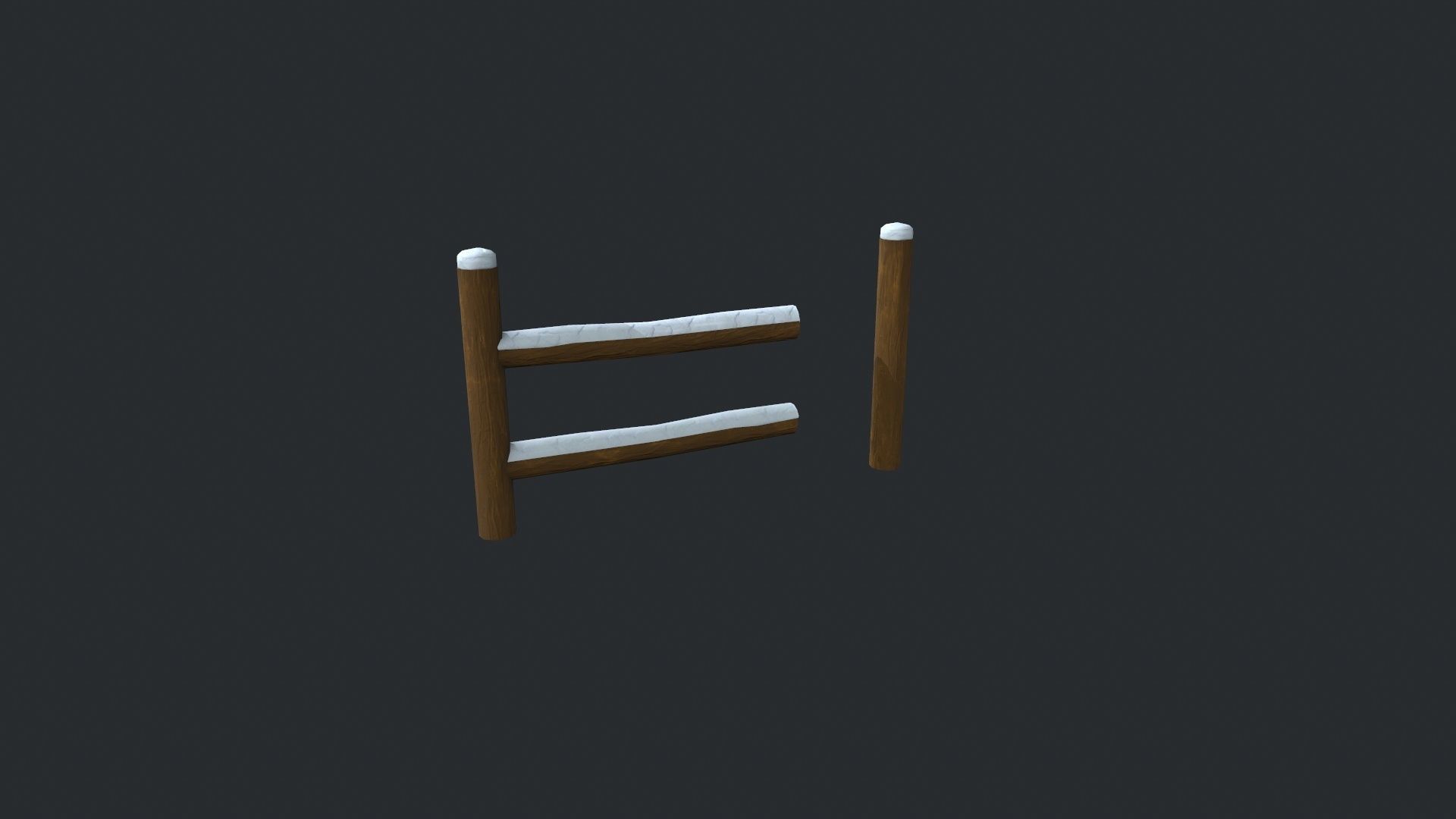 Modular Cartoony Snow Covered Fence Low-poly 3D model_9