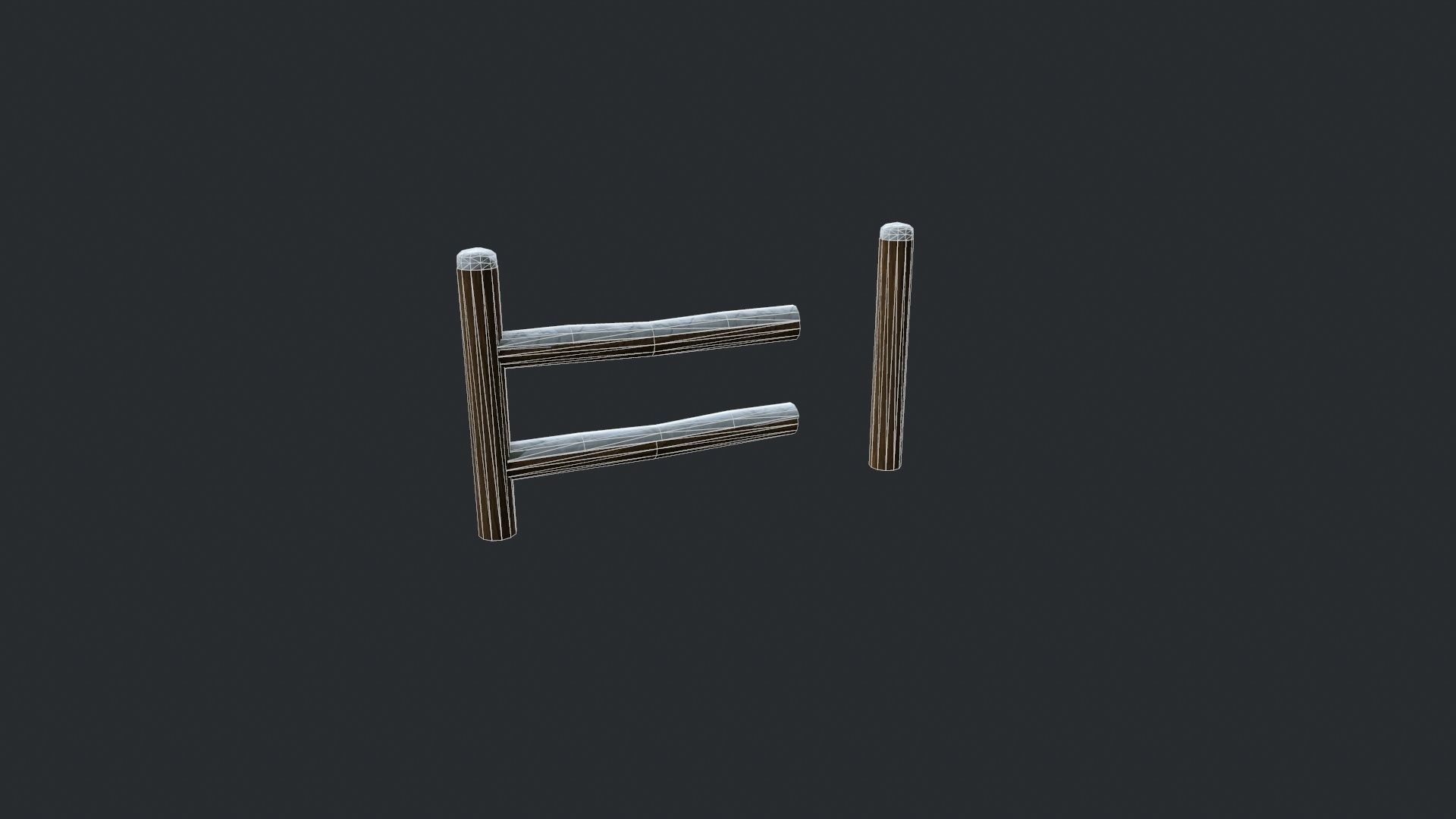 Modular Cartoony Snow Covered Fence Low-poly 3D model_8