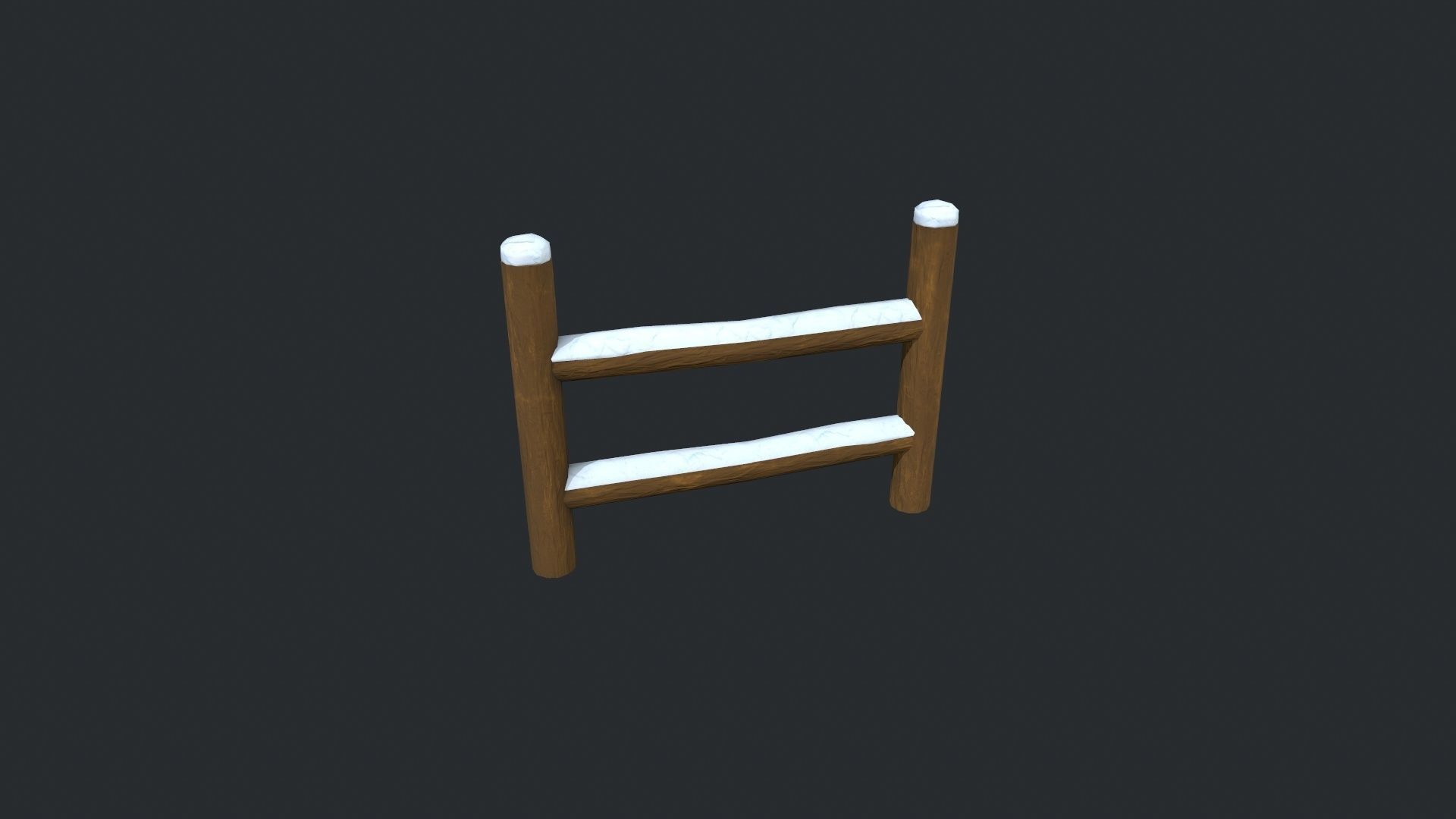 Modular Cartoony Snow Covered Fence Low-poly 3D model_2