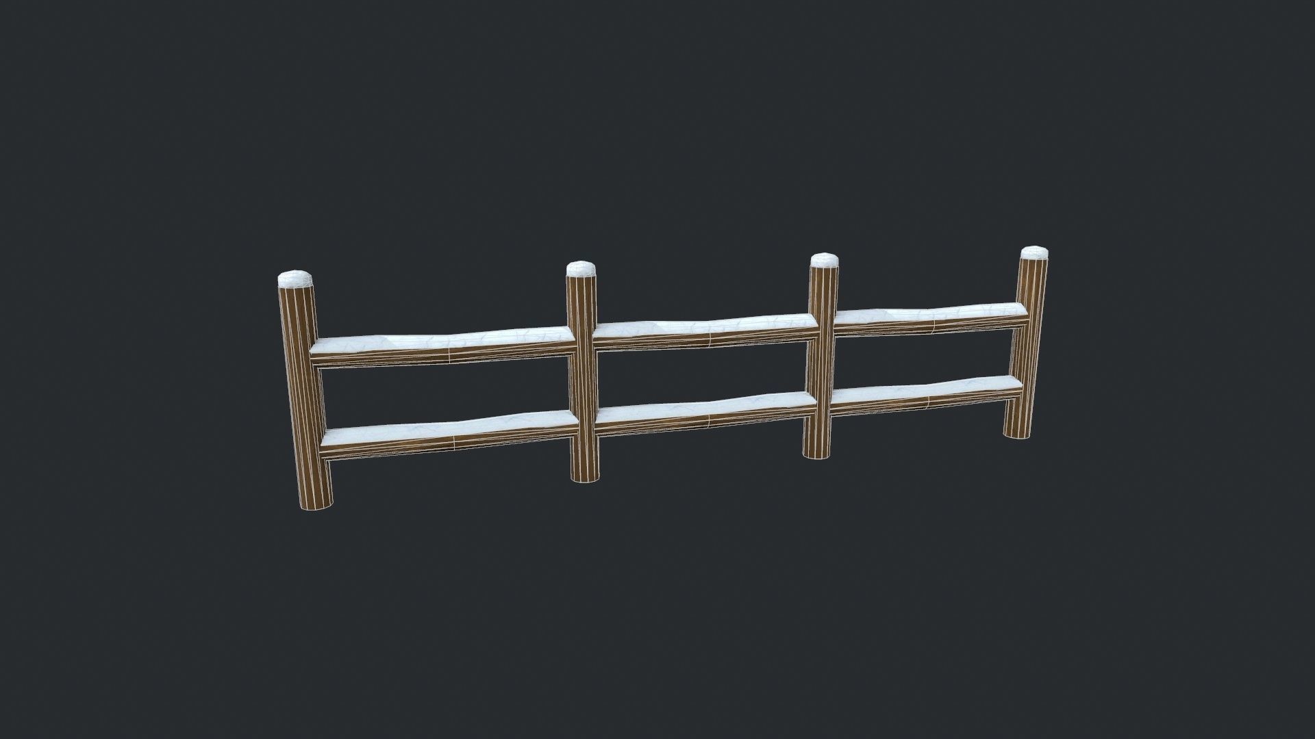 Modular Cartoony Snow Covered Fence Low-poly 3D model_3