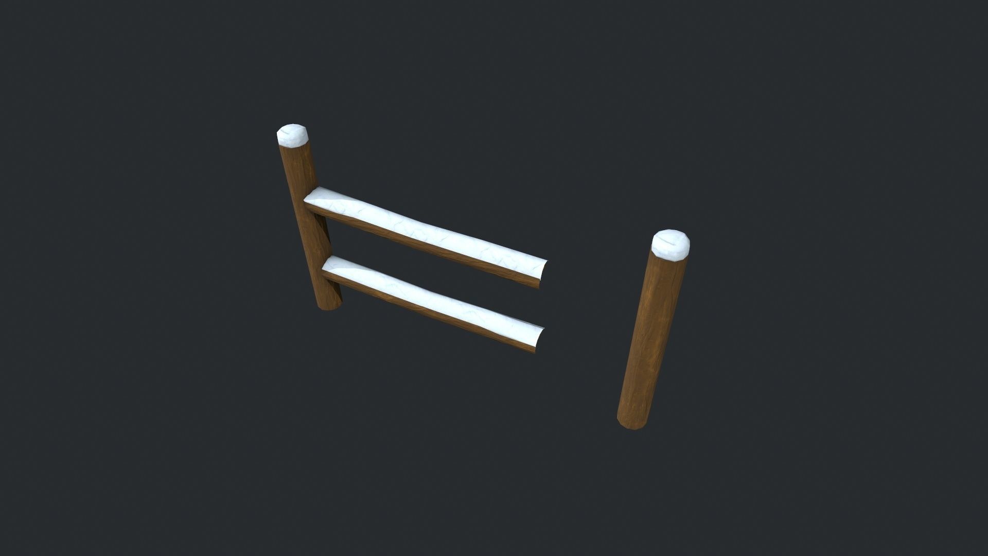 Modular Cartoony Snow Covered Fence Low-poly 3D model_1