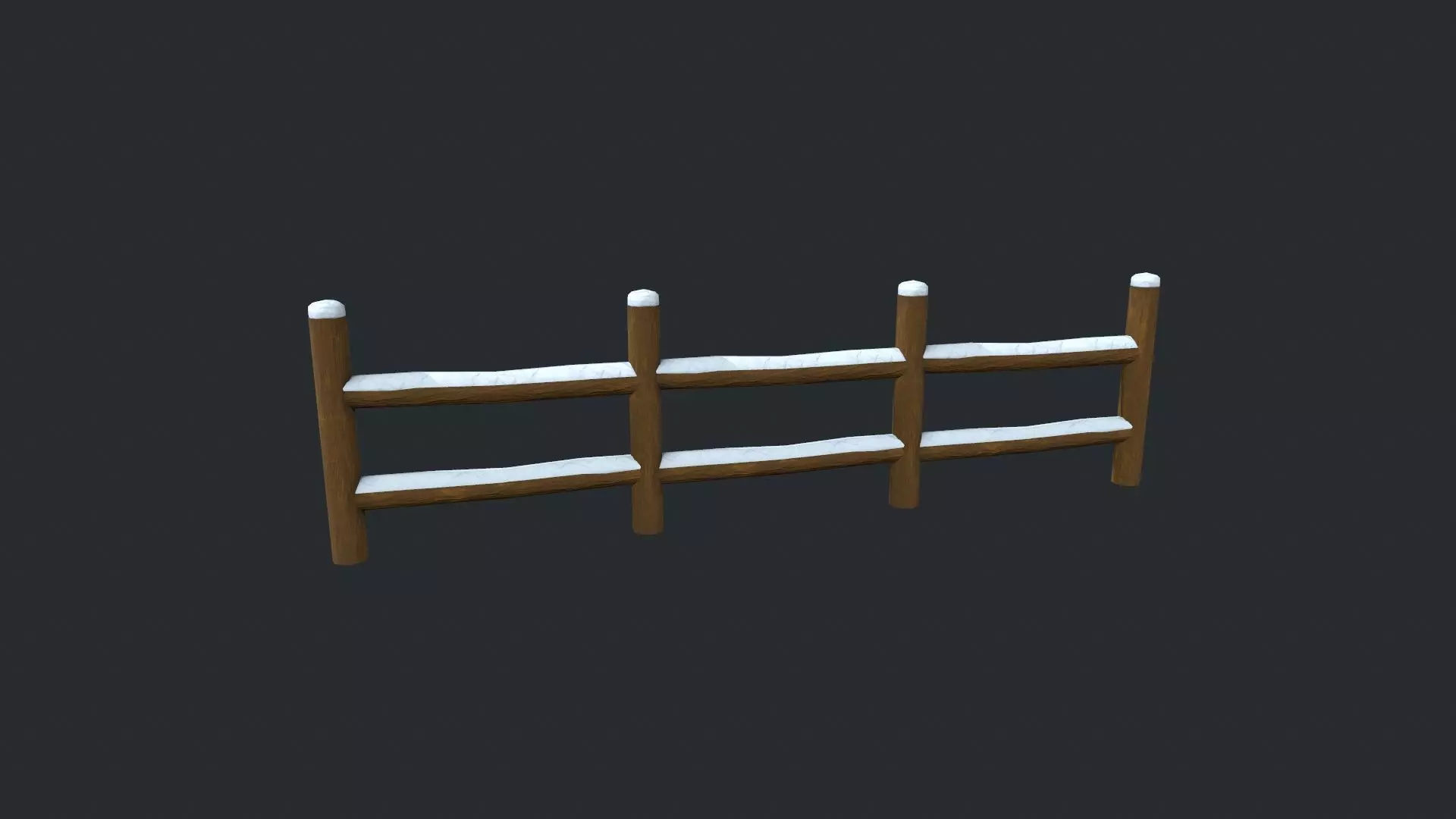 Modular Cartoony Snow Covered Fence Low-poly 3D model_0