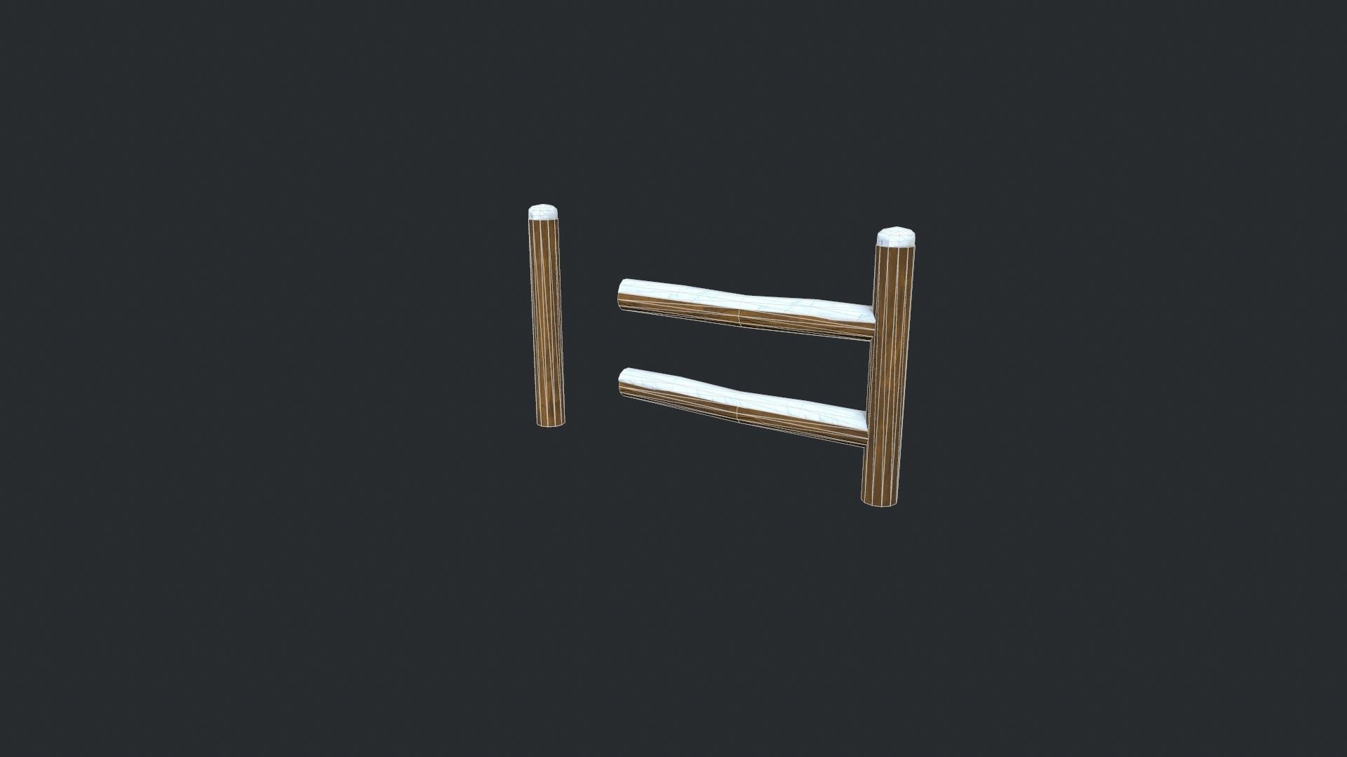 Modular Cartoony Snow Covered Fence Low-poly 3D model_13